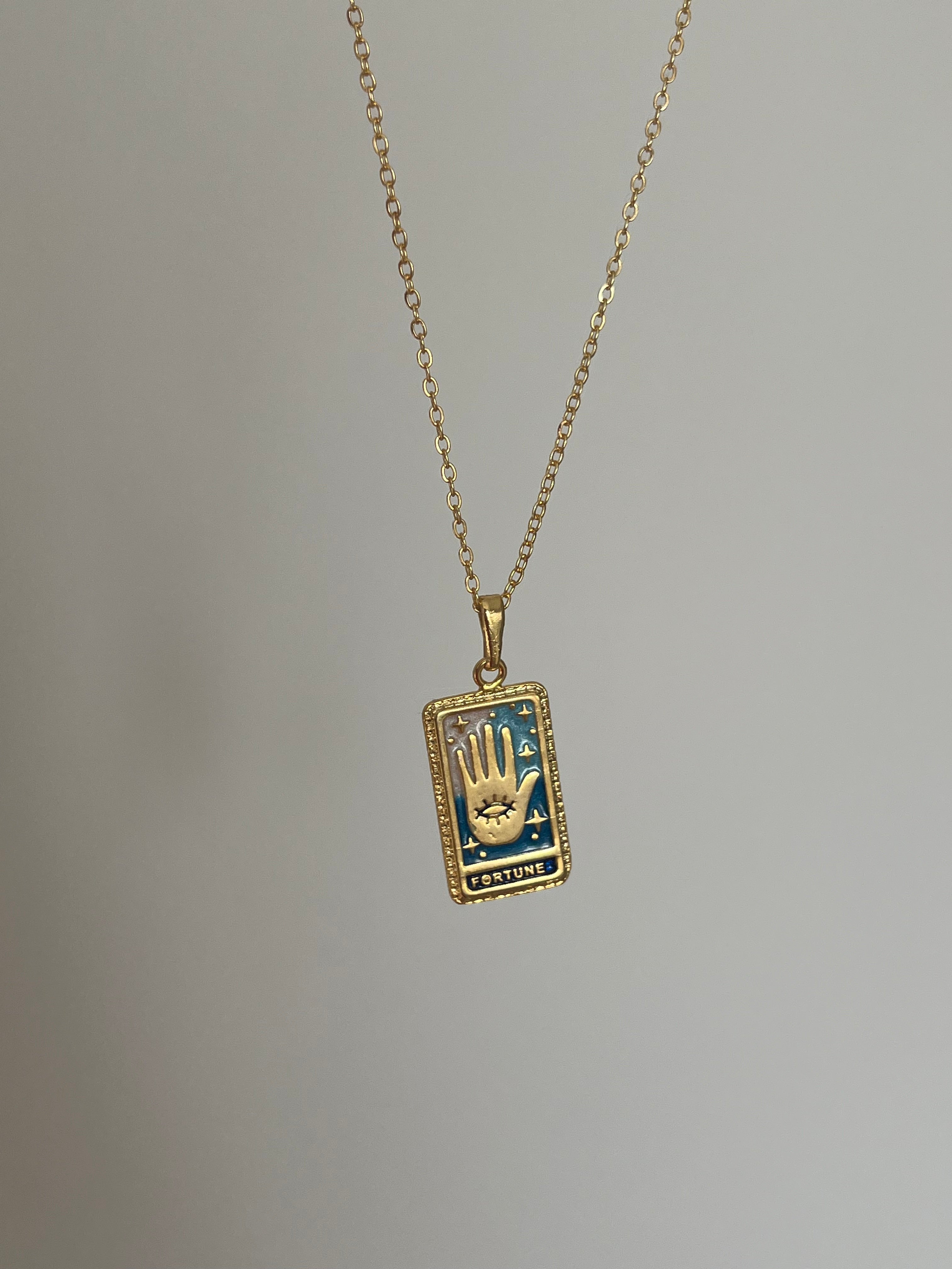 Özel Yapım Çelik Vintage Fatıma Şans Kolyesi