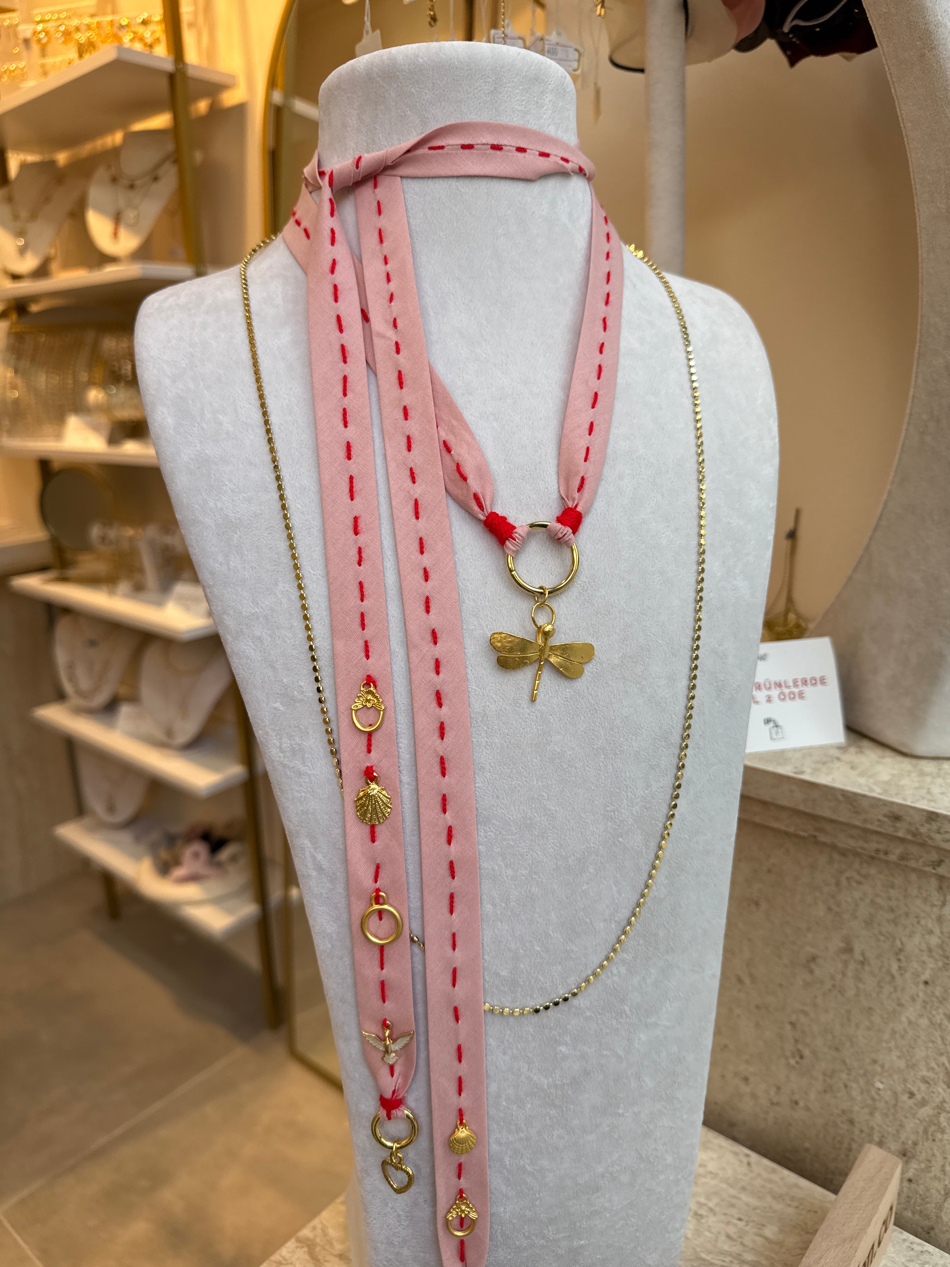 Özel MC Tasarım Fular Yusufcuk Pembe Kolye