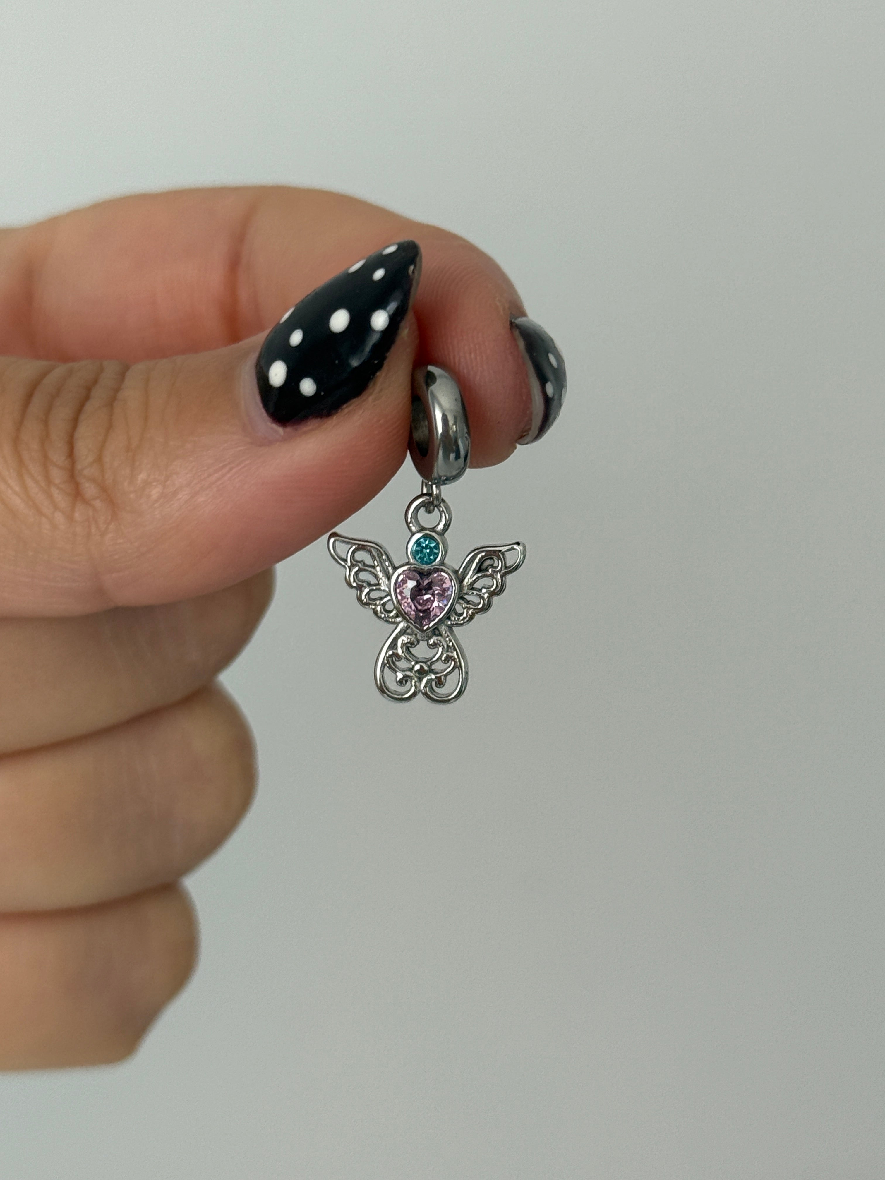 Çelik Taşlı Kanatlı Melek Charm