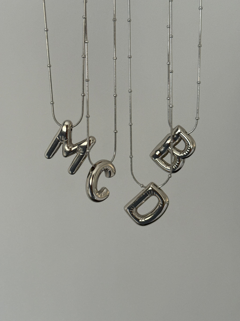 Çelik Bubble Silver Harf Kolye