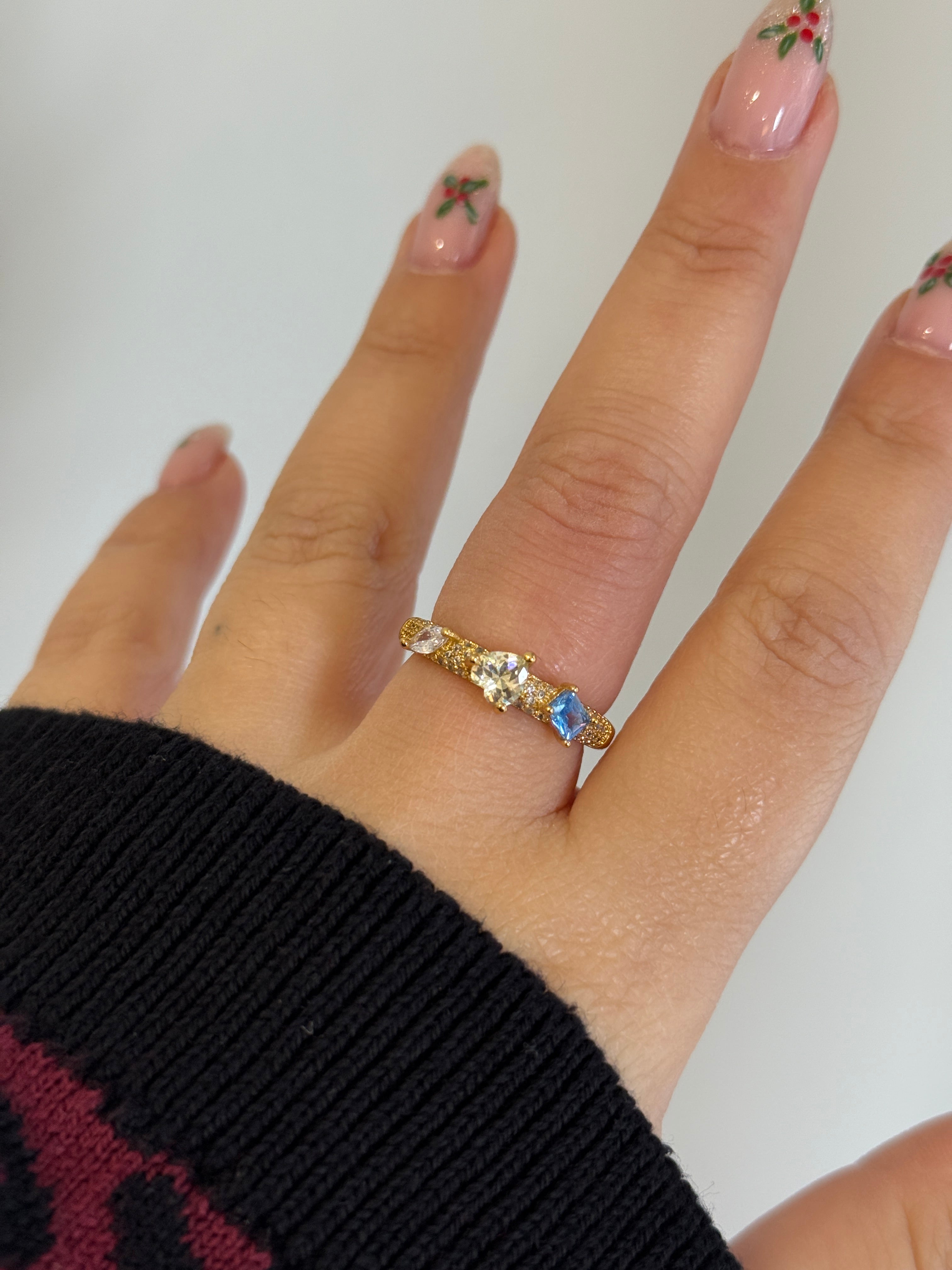 Xuping Mavi Renkli Taşlı Ayarlanabilir Yüzük