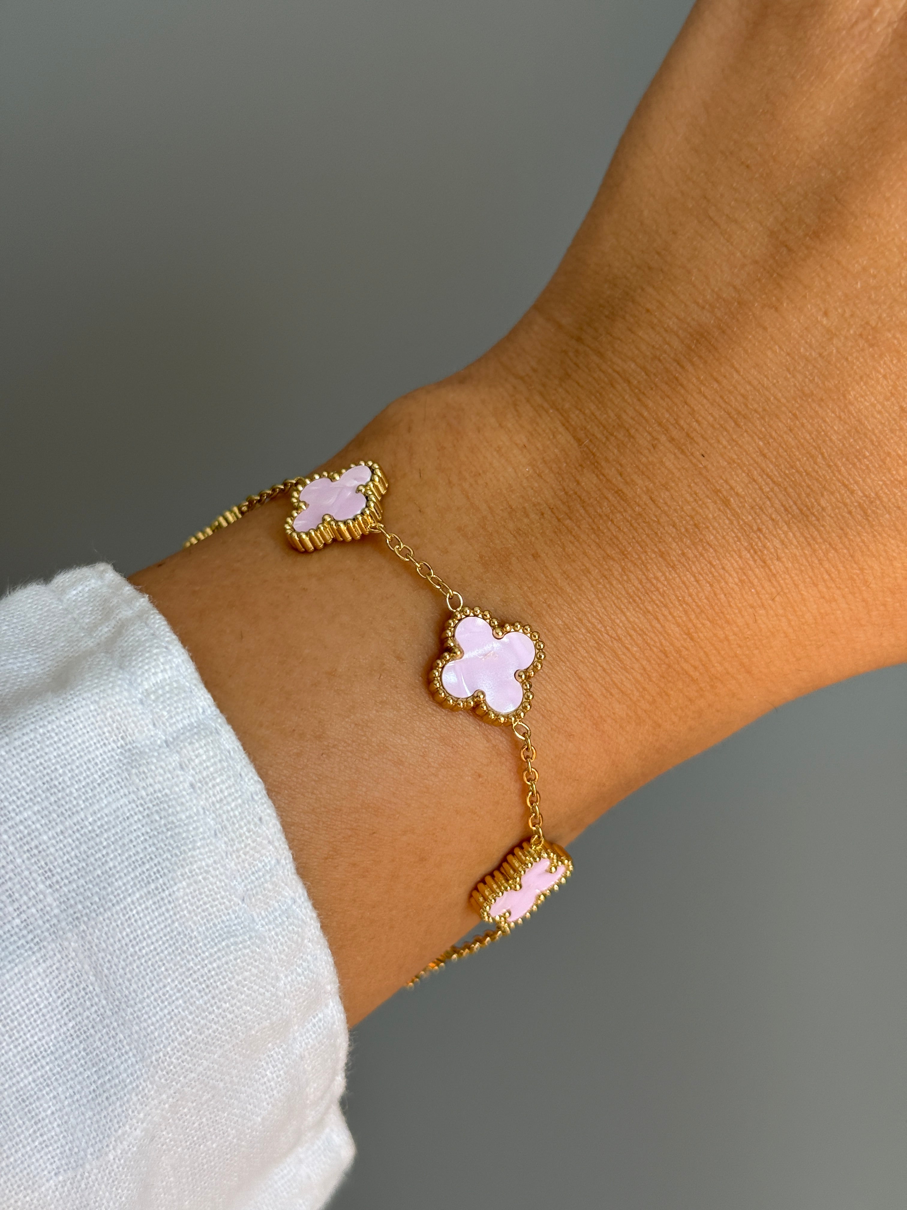 Çelik Pembe Van Cl**f Bileklik