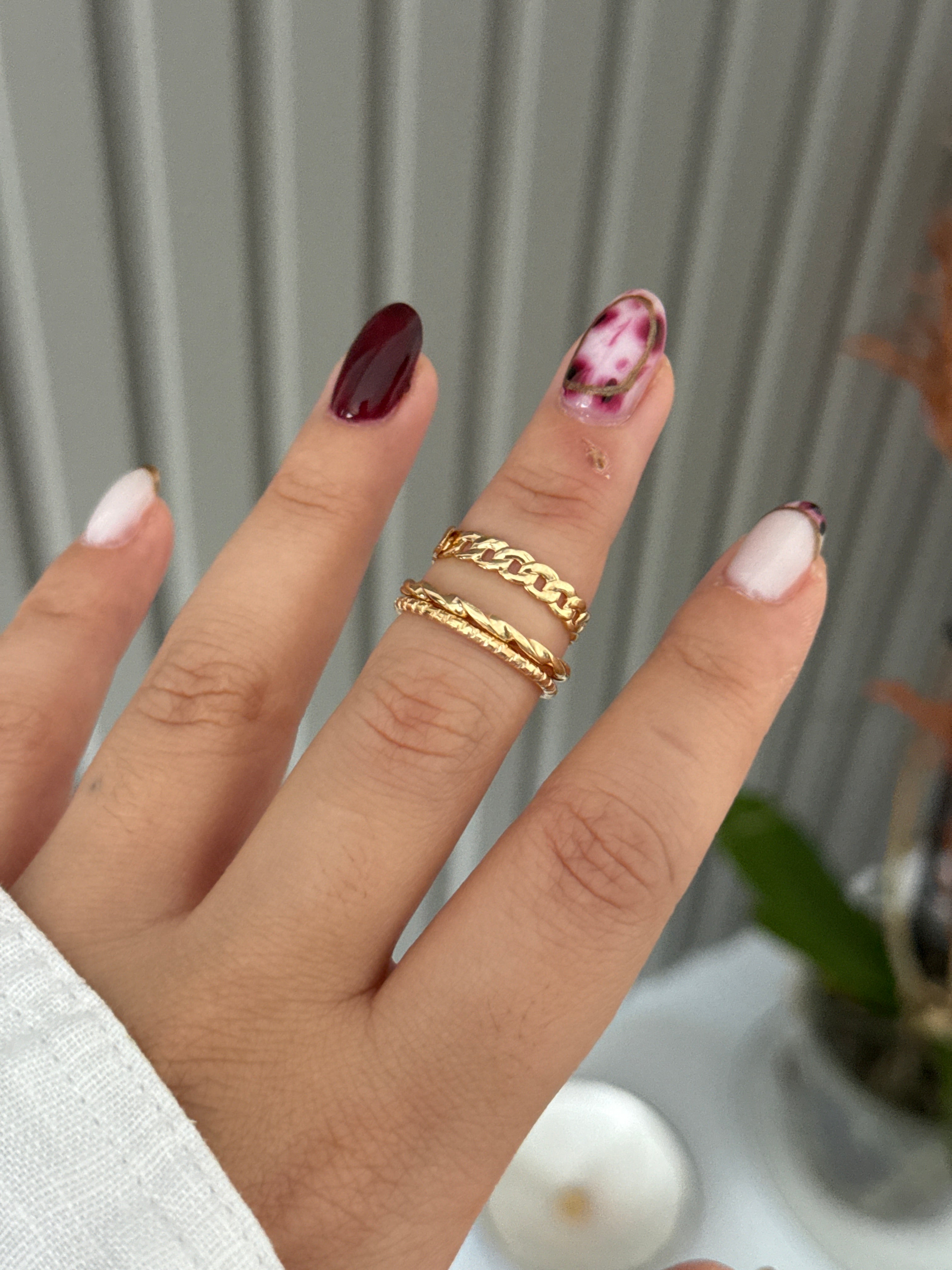 3lü Set Desenli Ayarlanabilir Yüzük