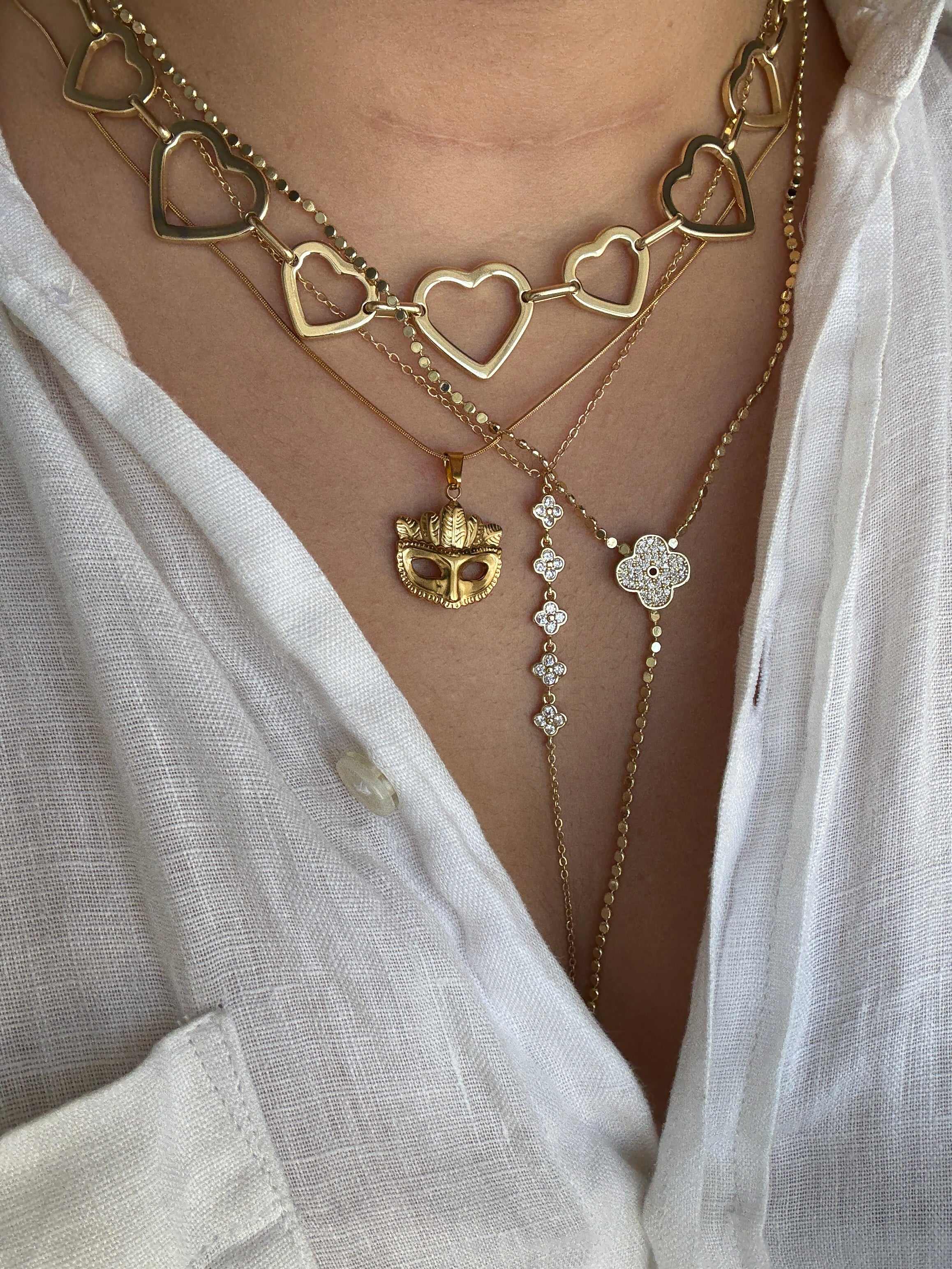 Çelik Ezme Zincir Van Cl**f Y Kolye