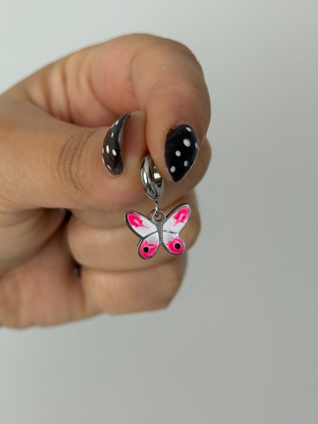 Çelik Pembe Kelebek Charm