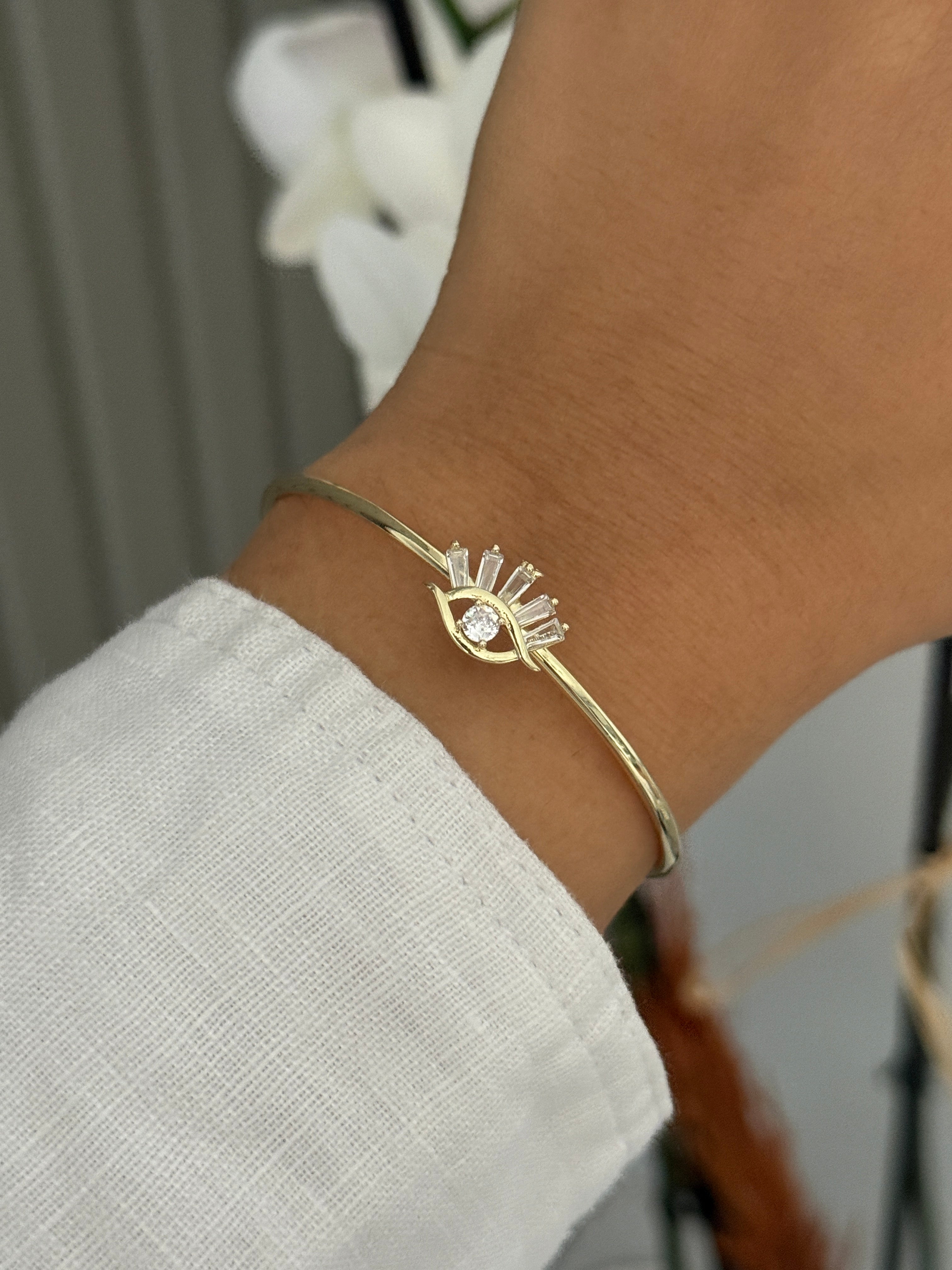 Xuping Taşlı Hamsa Ayarlanabilir Kelepçe Bileklik