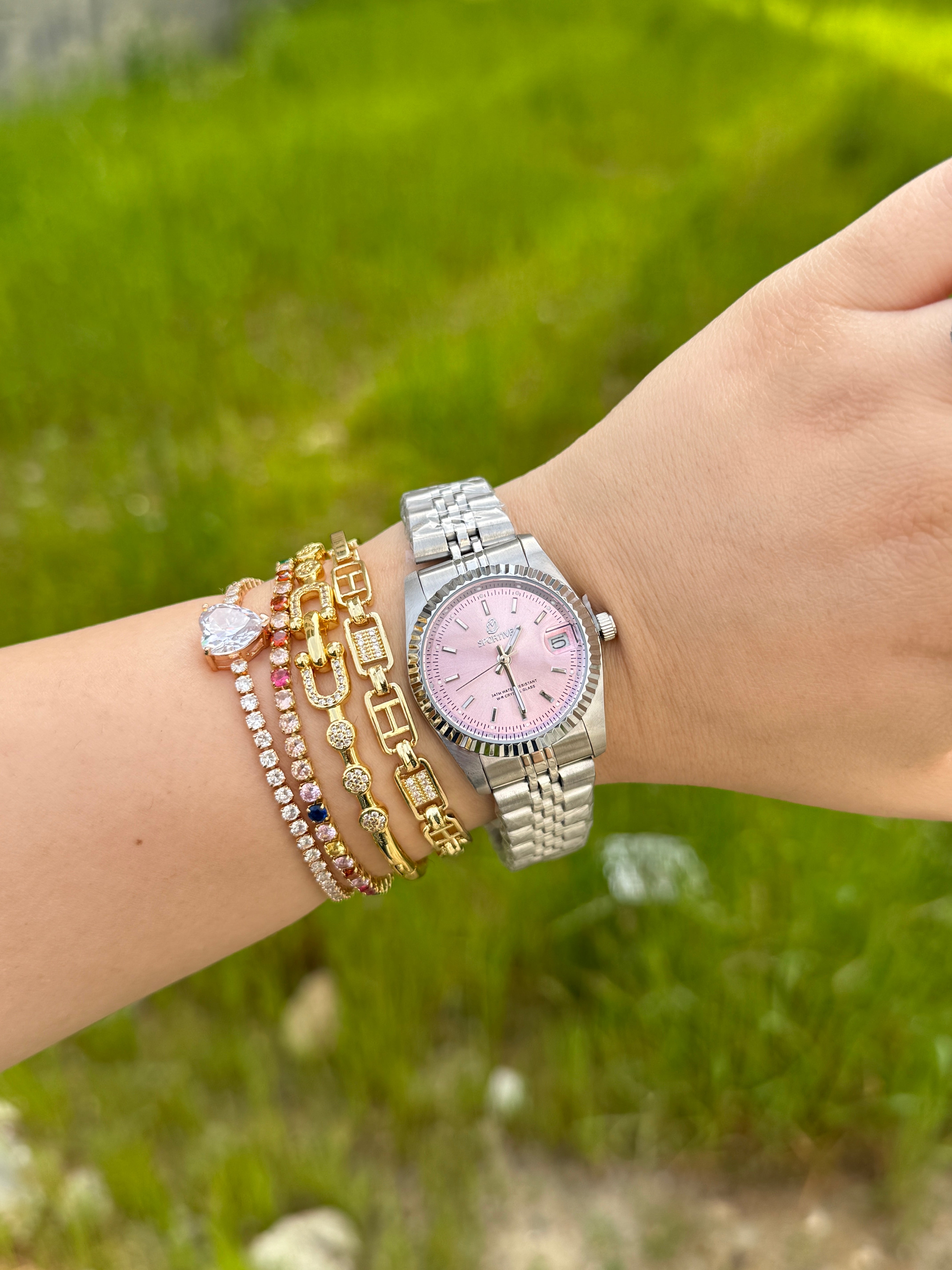 Çelik Pembe R*lex Marka Model Saat