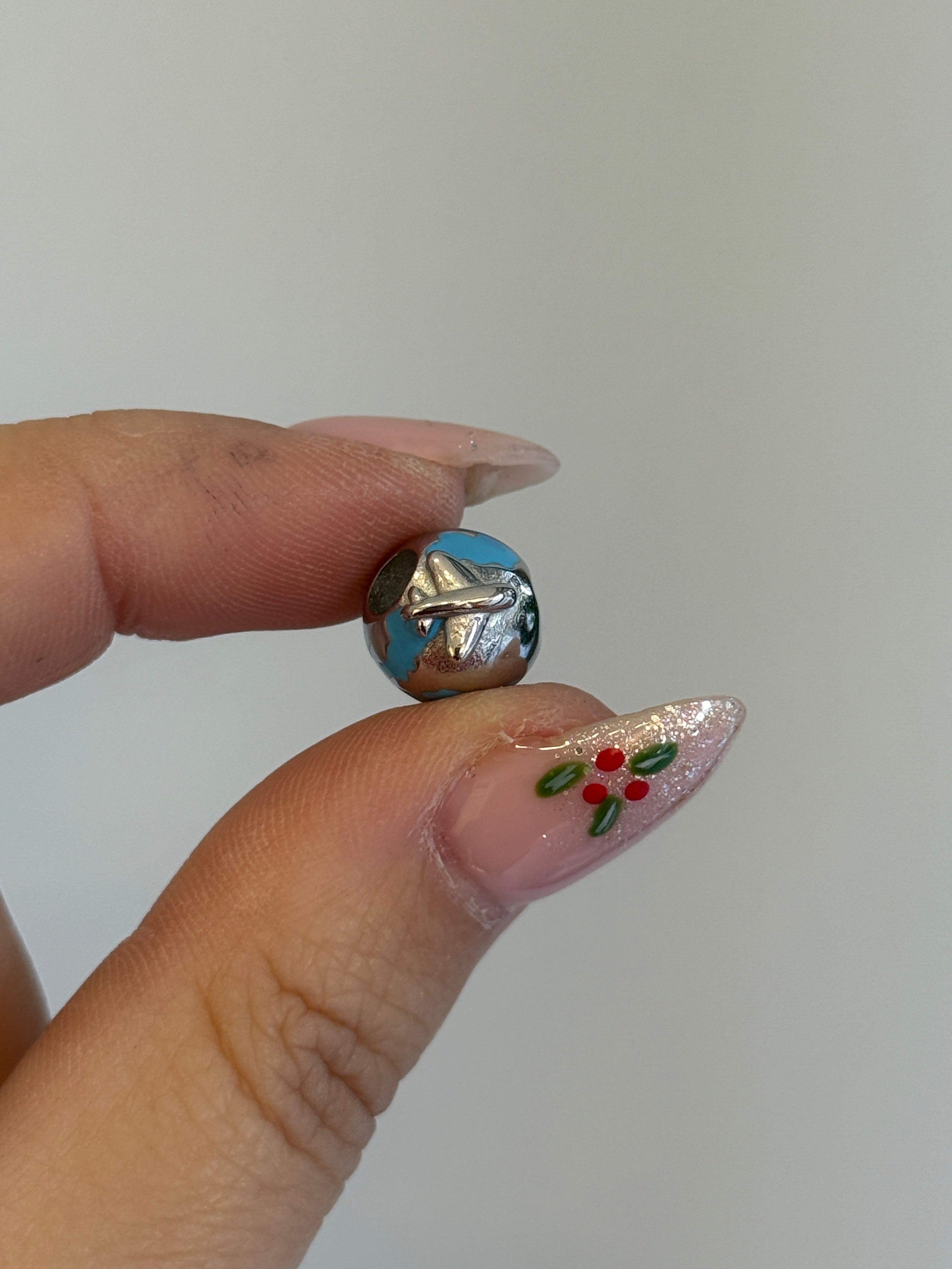 Çelik Silver Uçak Dünya Charm