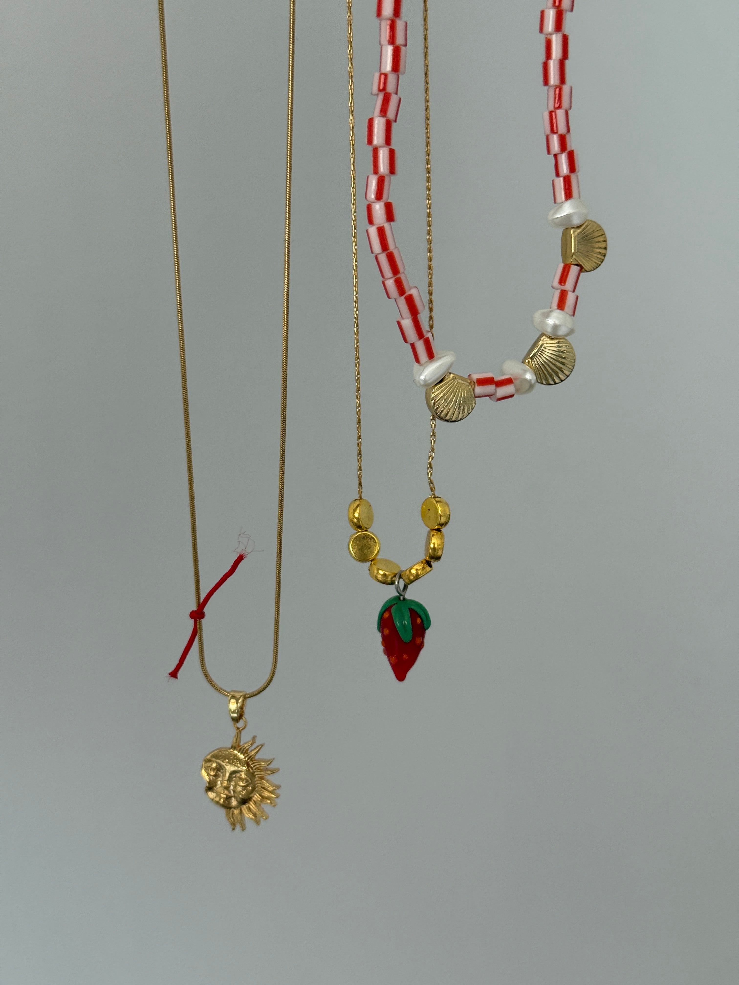 Kırmızı Summer 3lü Kolye Kombini