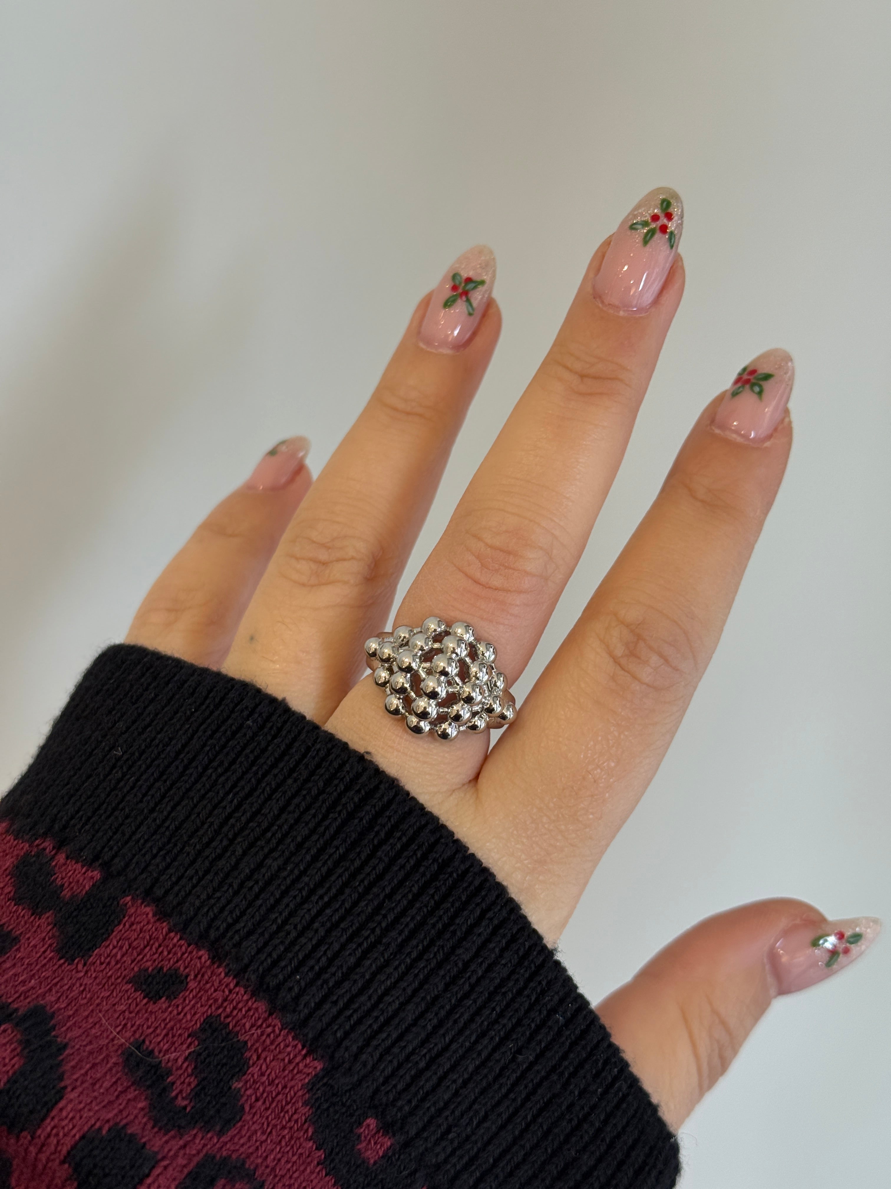 Silver Bombeli Ayarlanabilir Yüzük