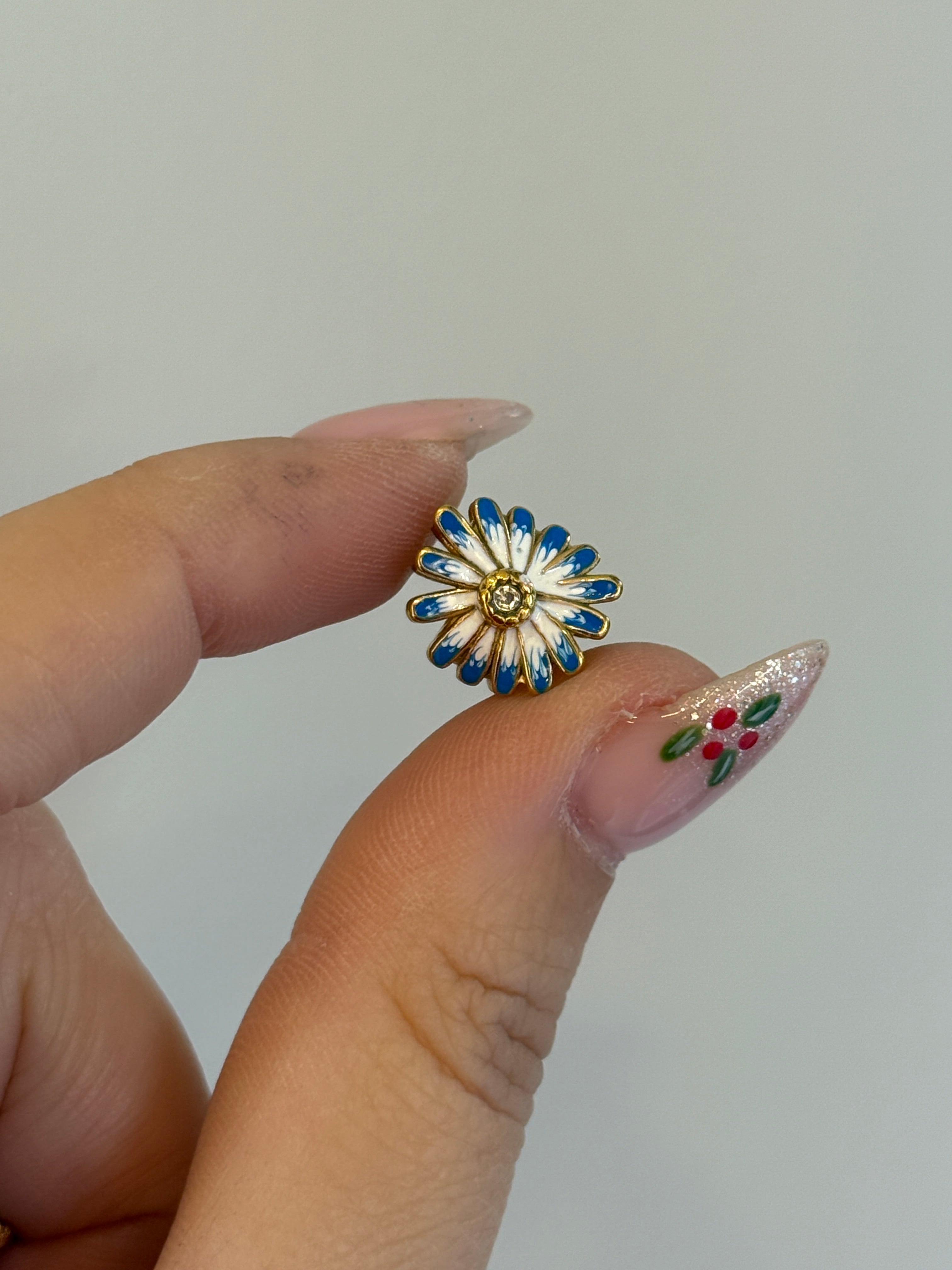 Çelik Gold Mavi Çiçek Charm