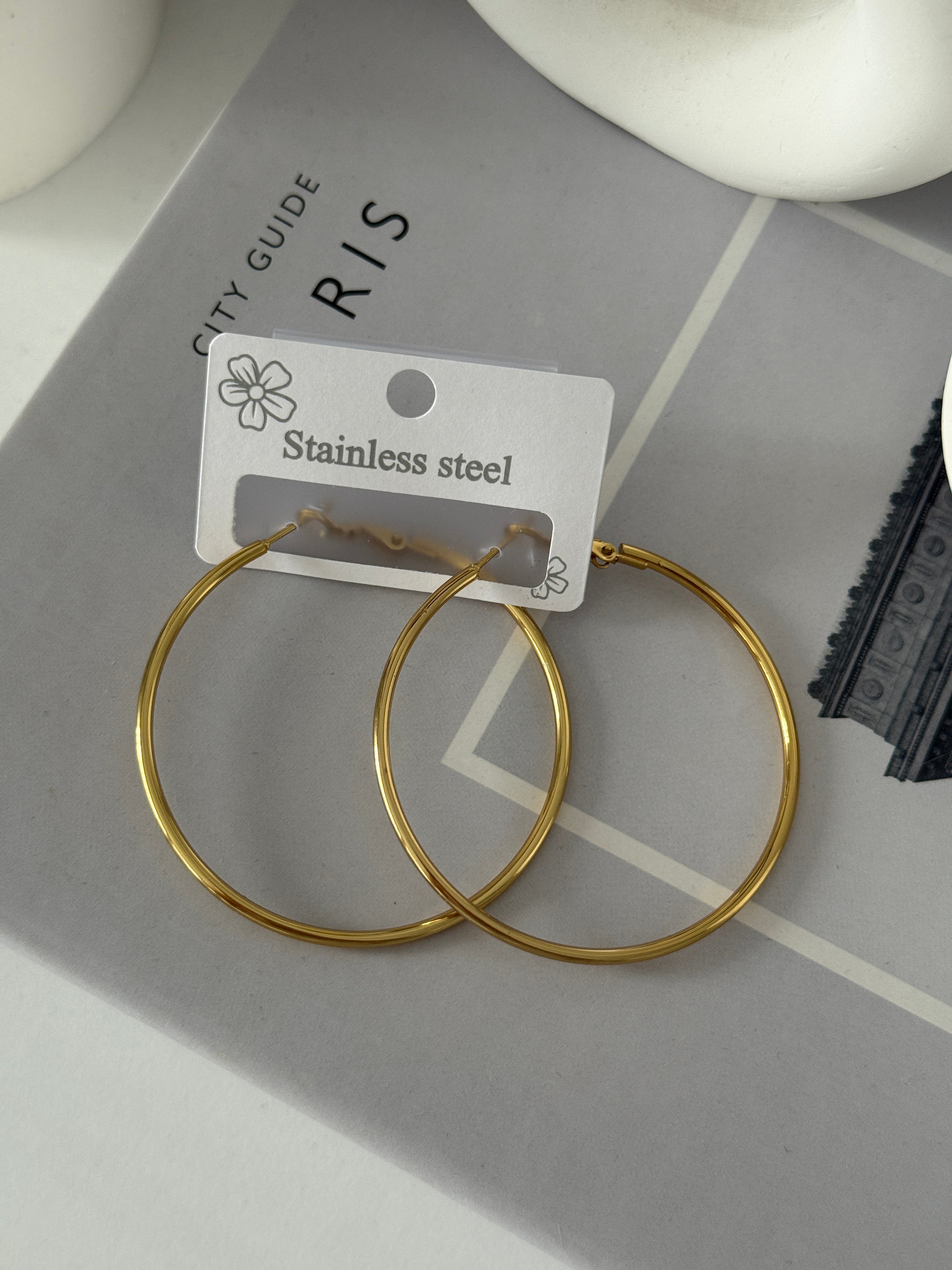 Çelik Büyük Boy Halka Küpe