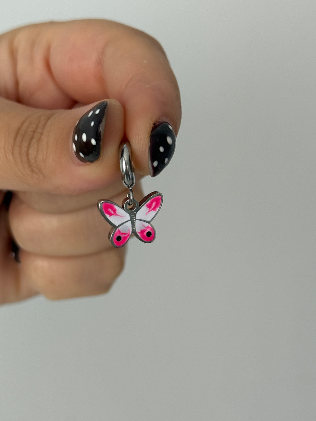 Çelik Pembe Kelebek Charm