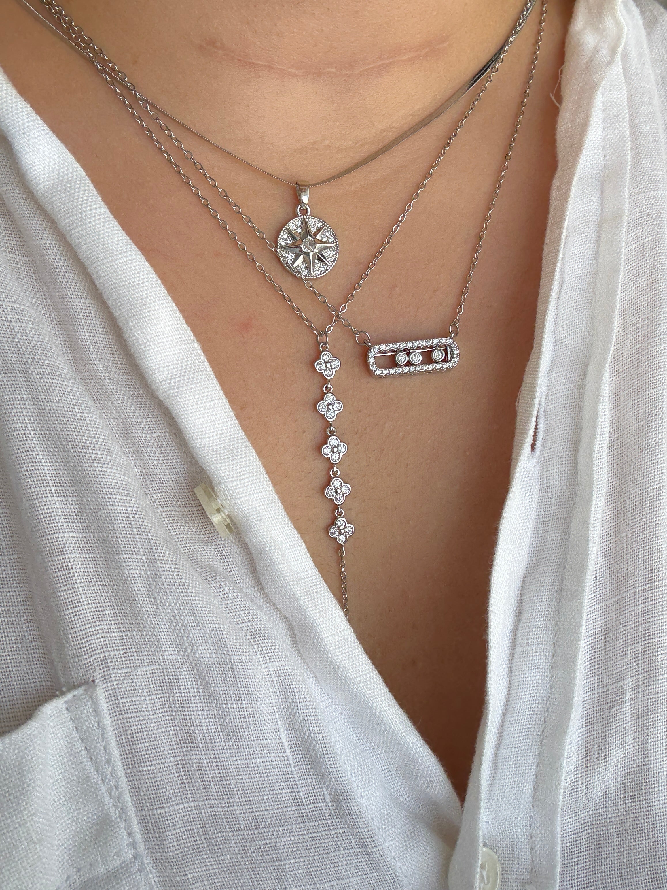 Çelik Taşlı Kutup Yıldızı Kolye