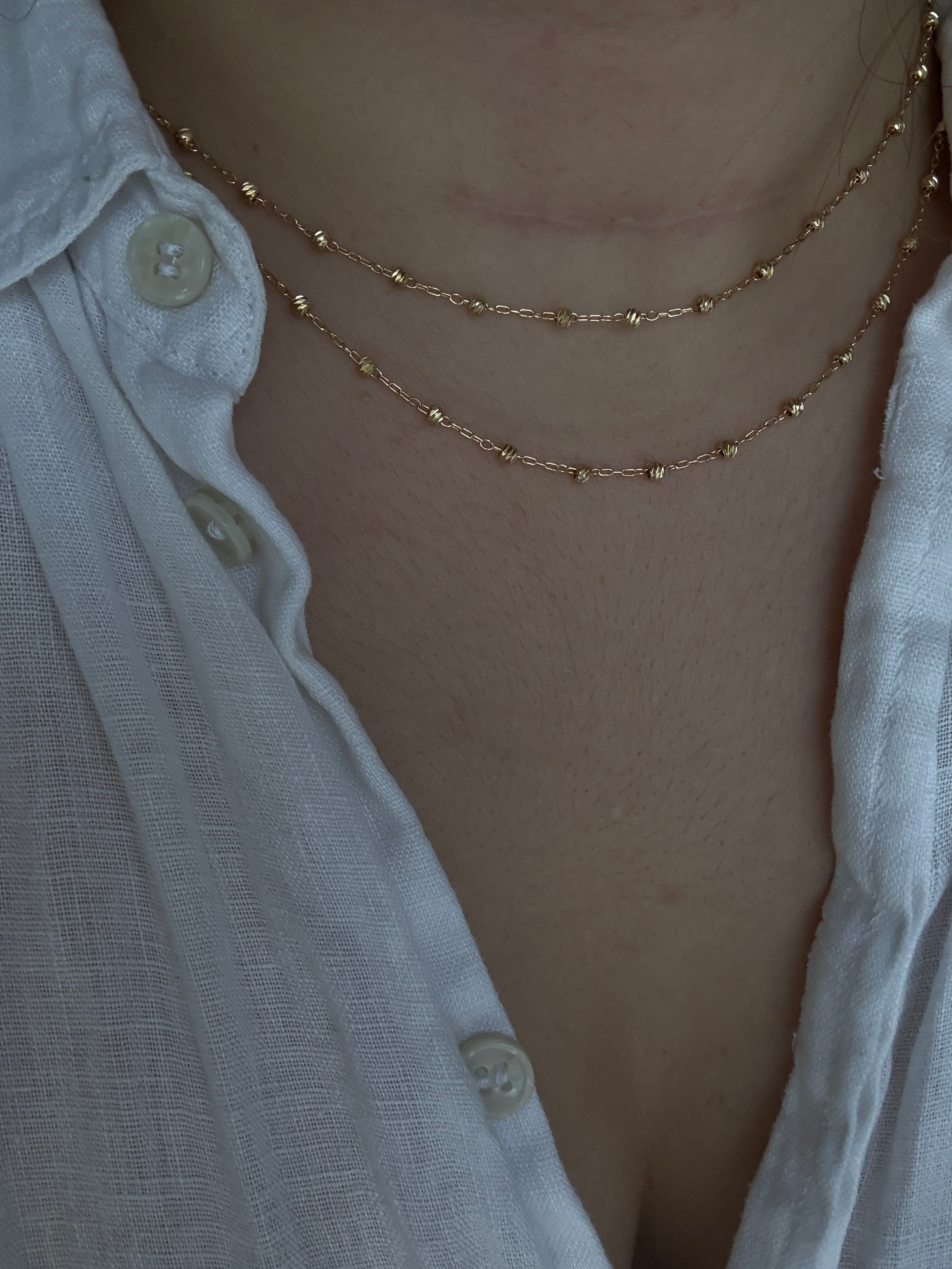 Çelik Çift Zincir Ayarlanabilir Kuyumcu ModelTopçuk Kolye