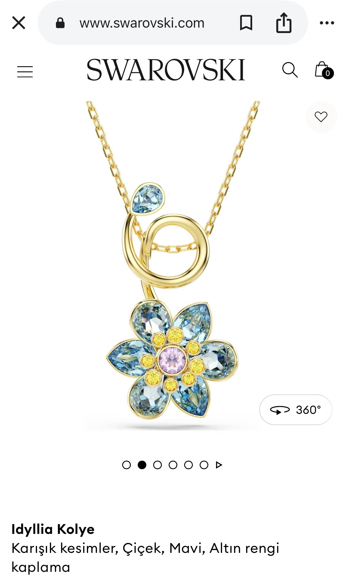 Swarovsk* Marka Model Yeşil Taşlı Kolye