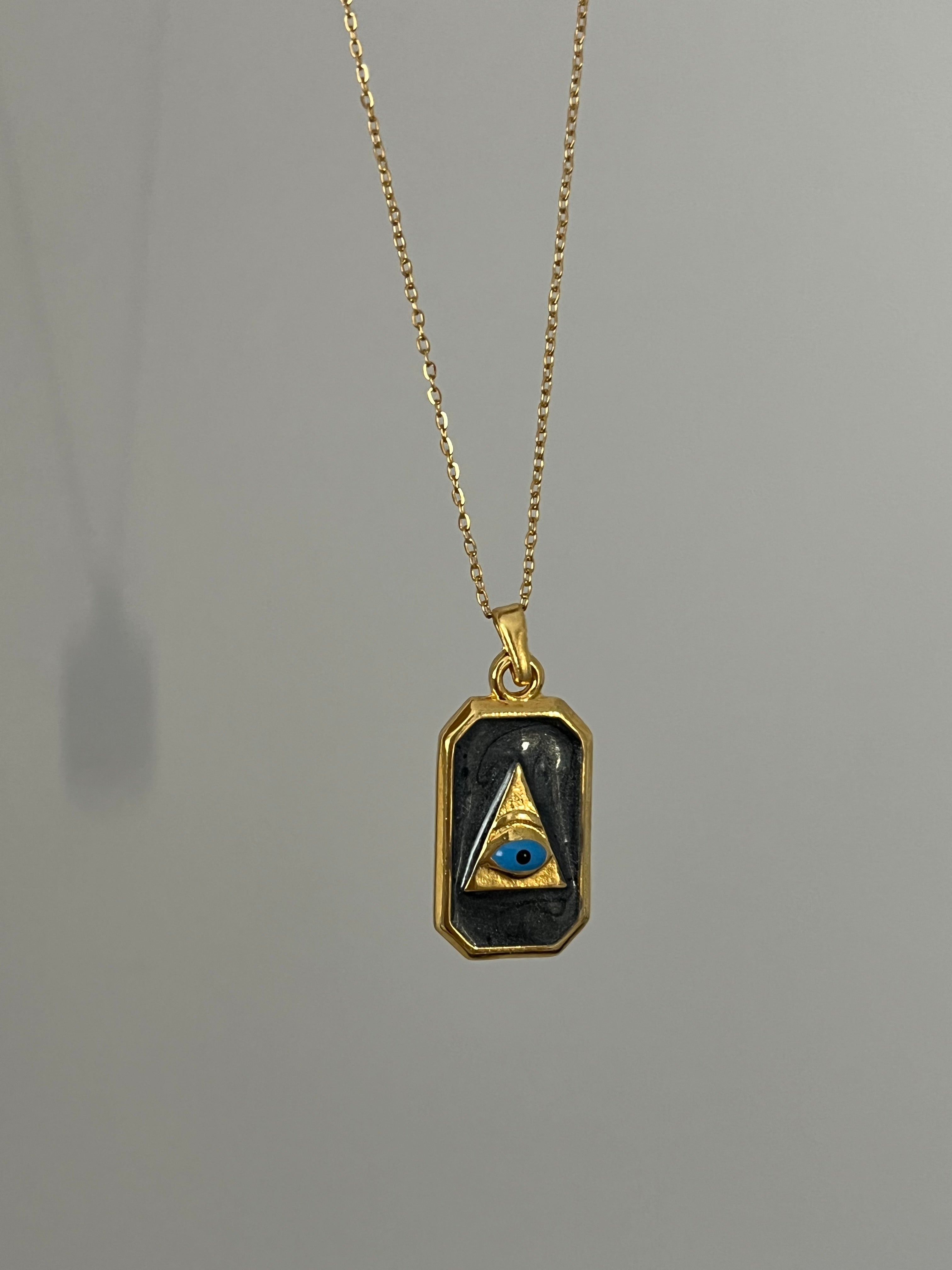 Özel Yapım Vintage Üçgen Hamsa Kolye