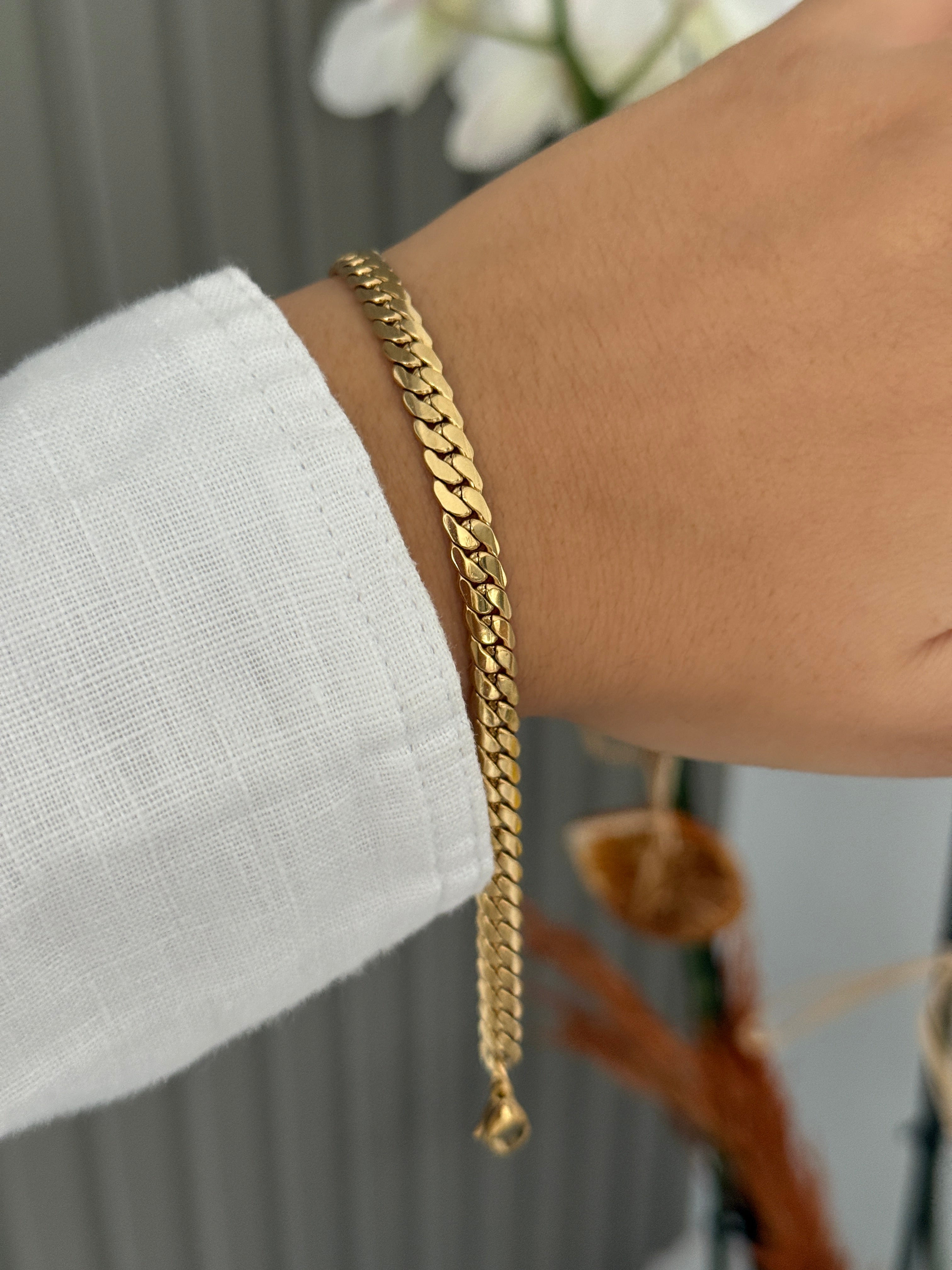 Çelik Ezme Zincir Kuyumcu Model Bileklik