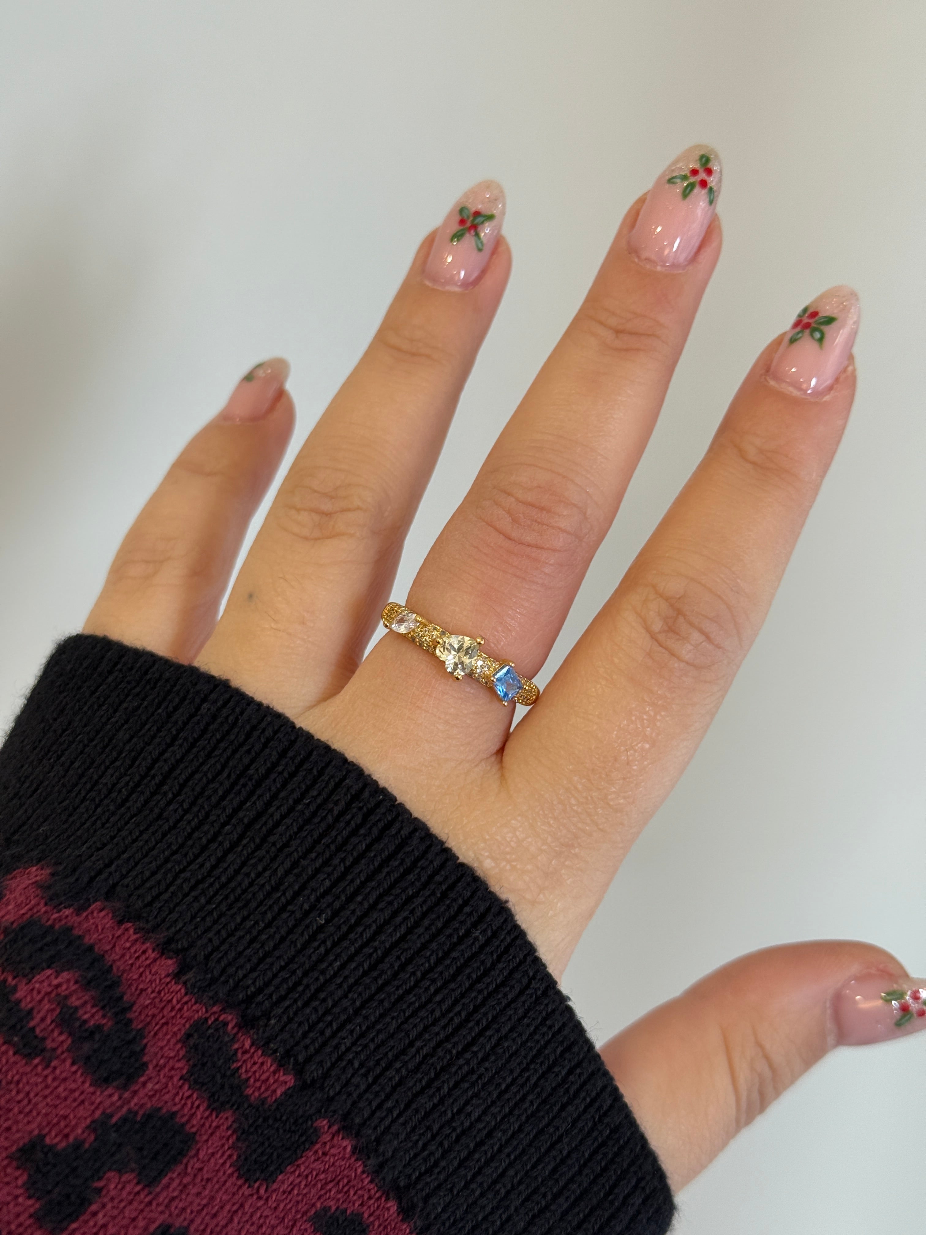 Xuping Mavi Renkli Taşlı Ayarlanabilir Yüzük