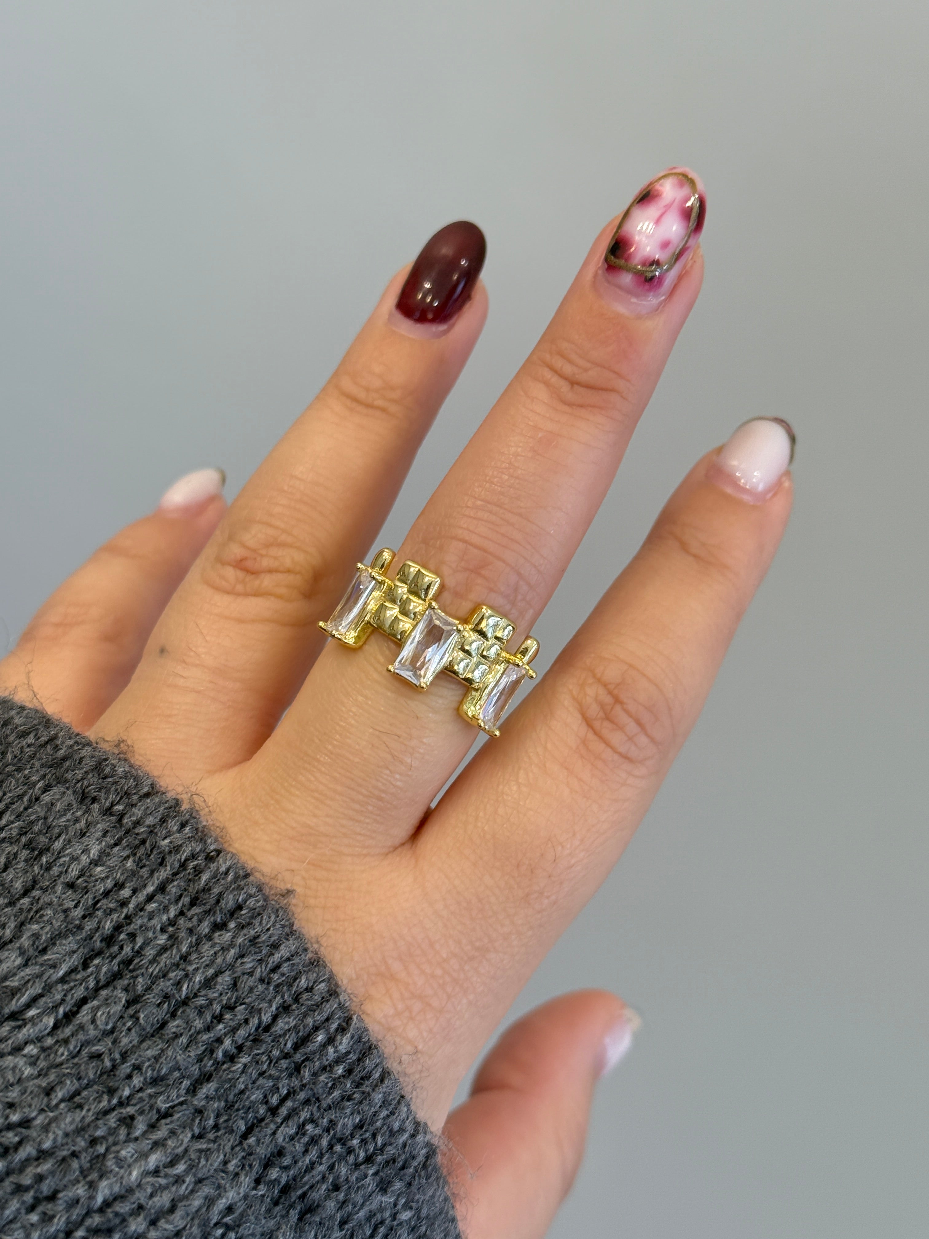 Gold Taşlı Ayarlanabilir Enrica Yüzük