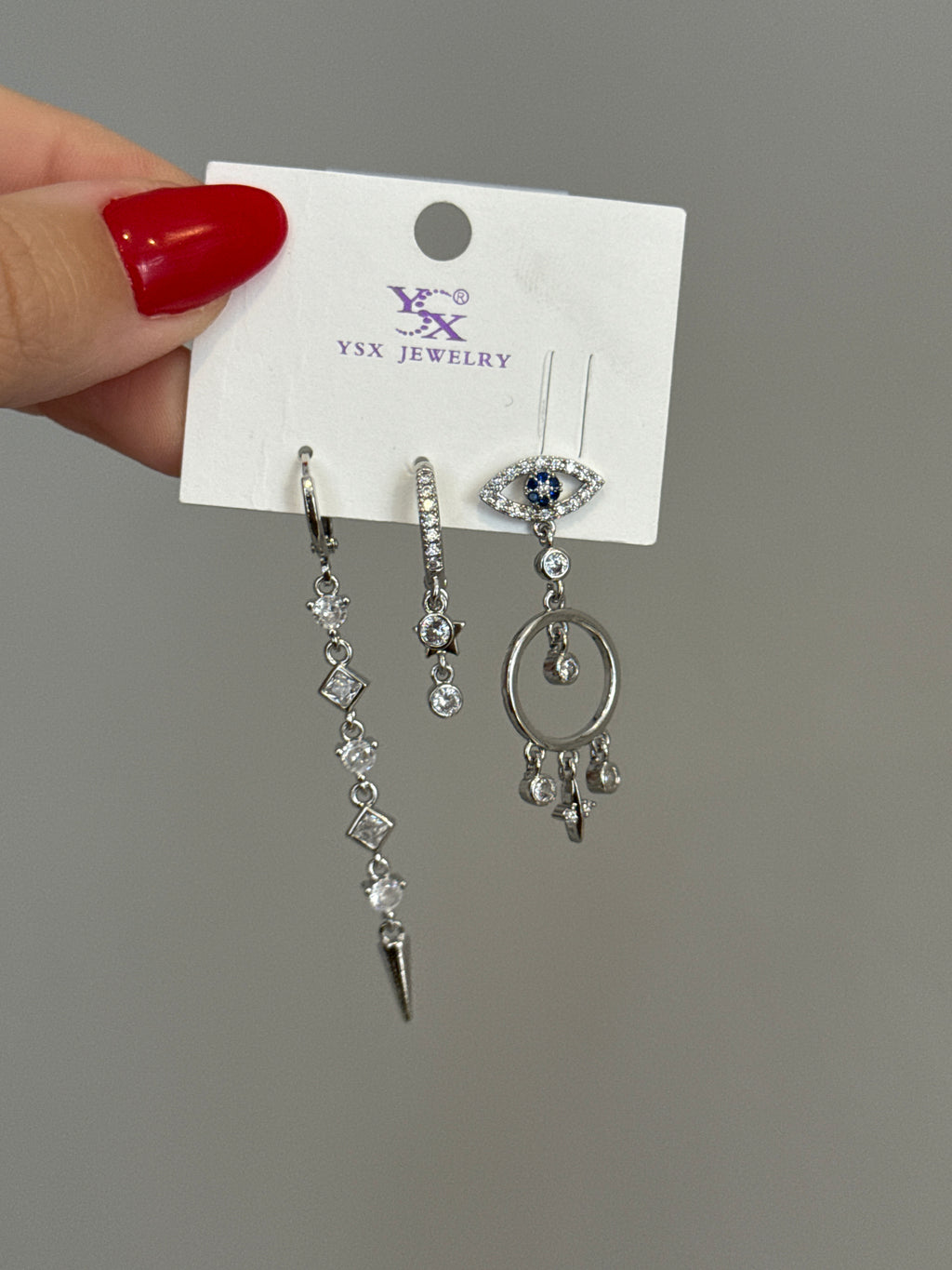 3lü Set Fatıma Gözü Küpe Silver