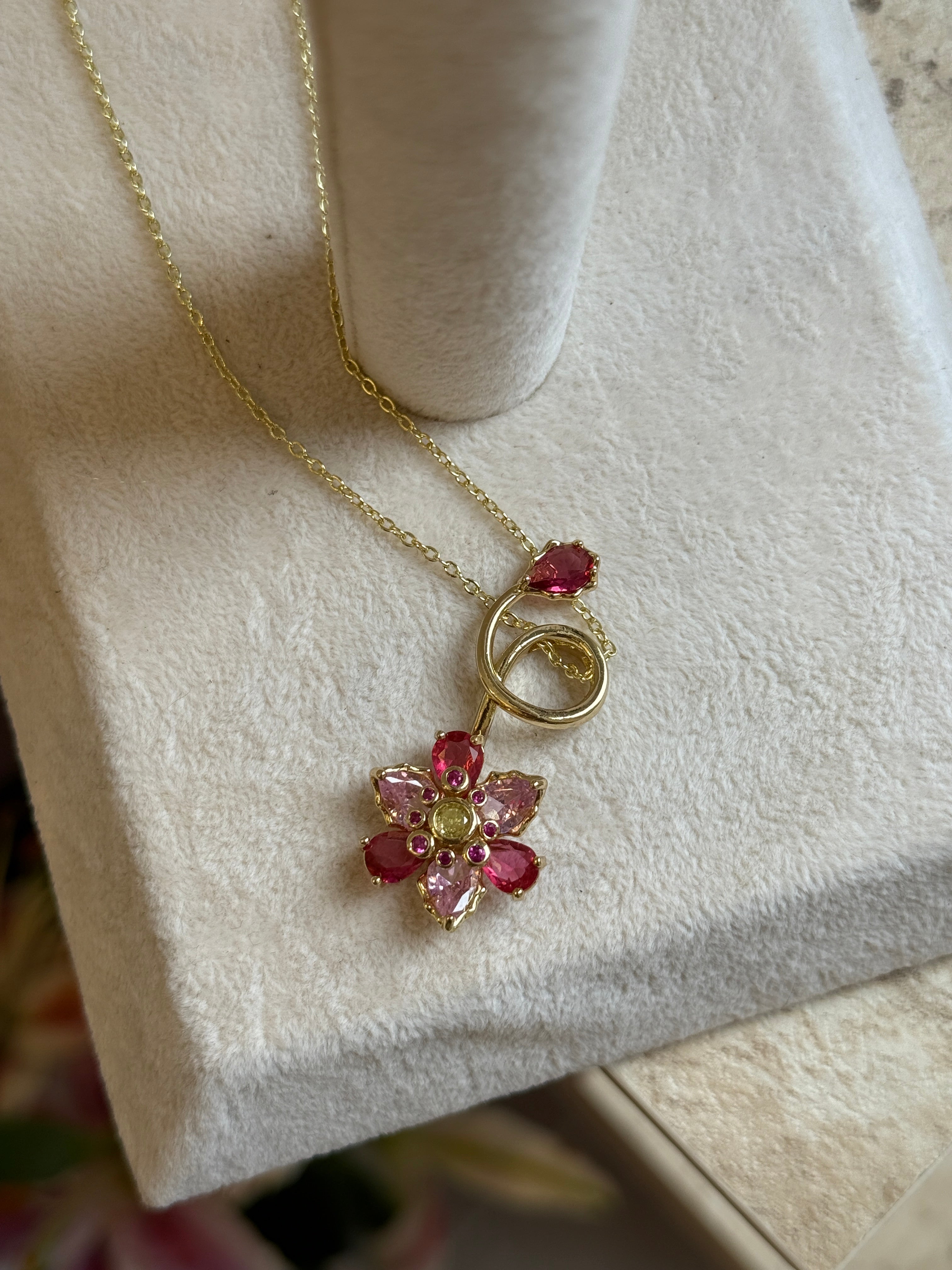 Swarovsk* Marka Model Pembe Taşlı Kolye