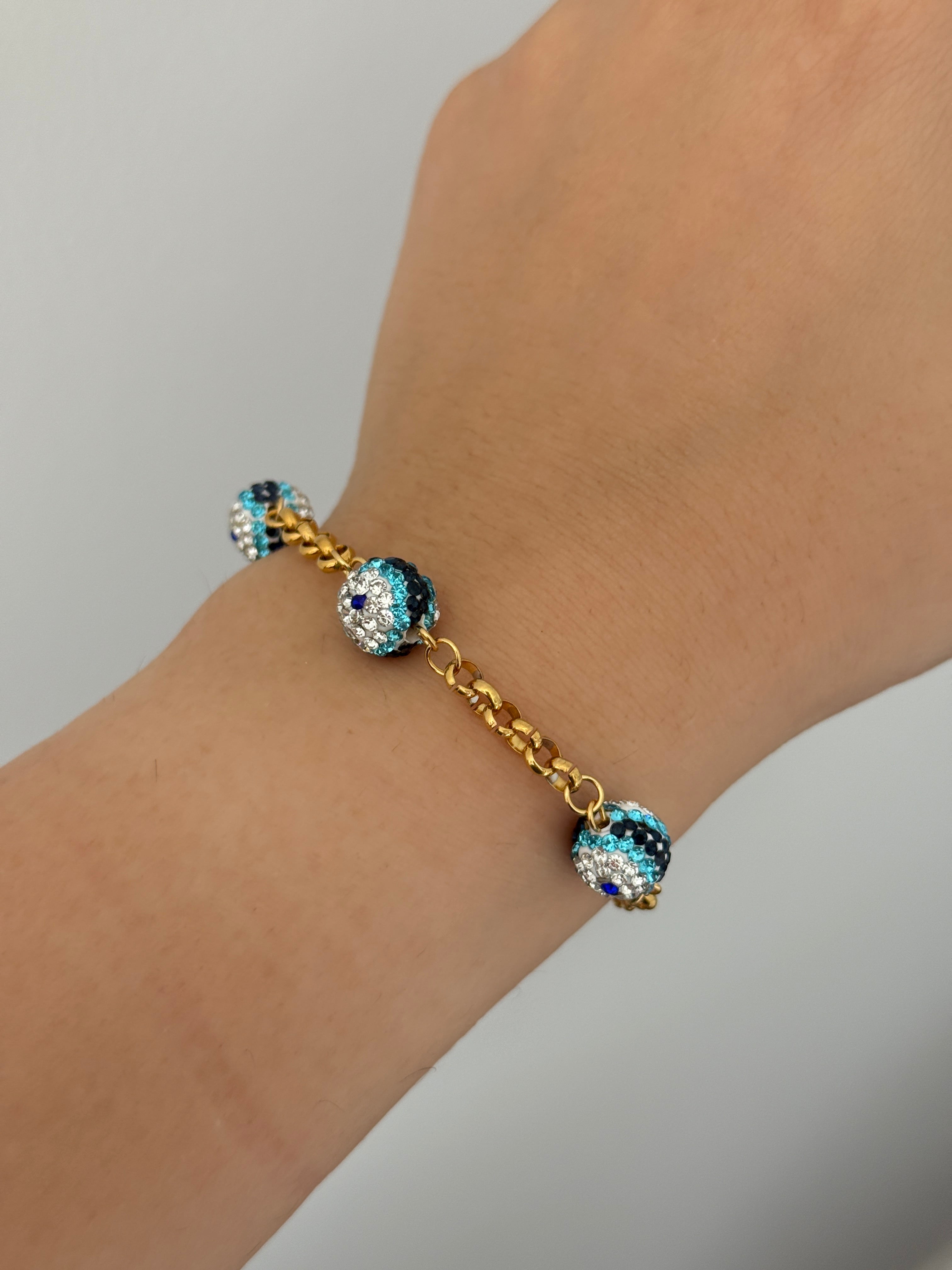 Çelik Taşlı Nazar Boncuklu Bileklik