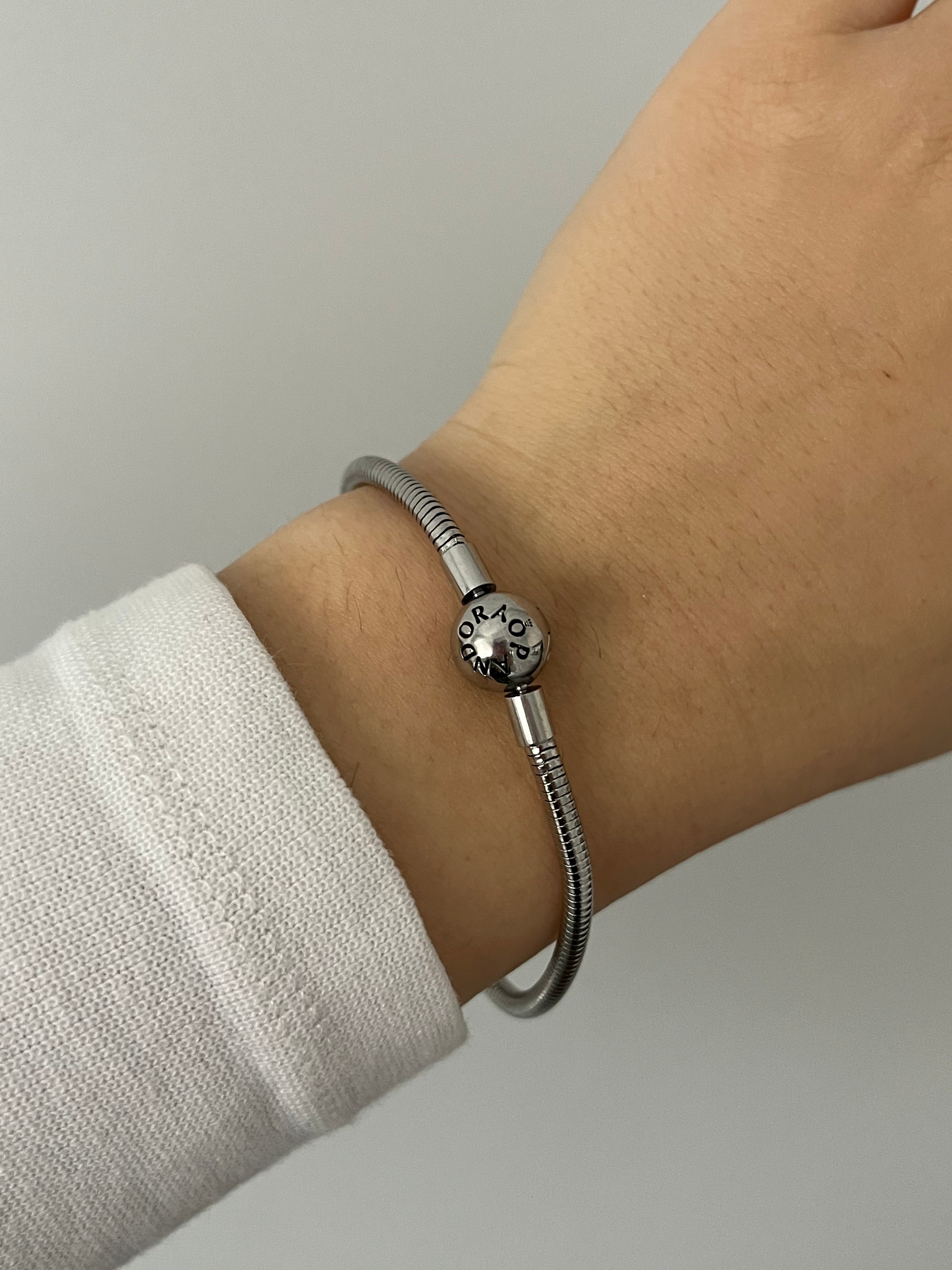 Çelik Taşlı PNDR Çift Taraf Yazılı Top Charm Bileklik