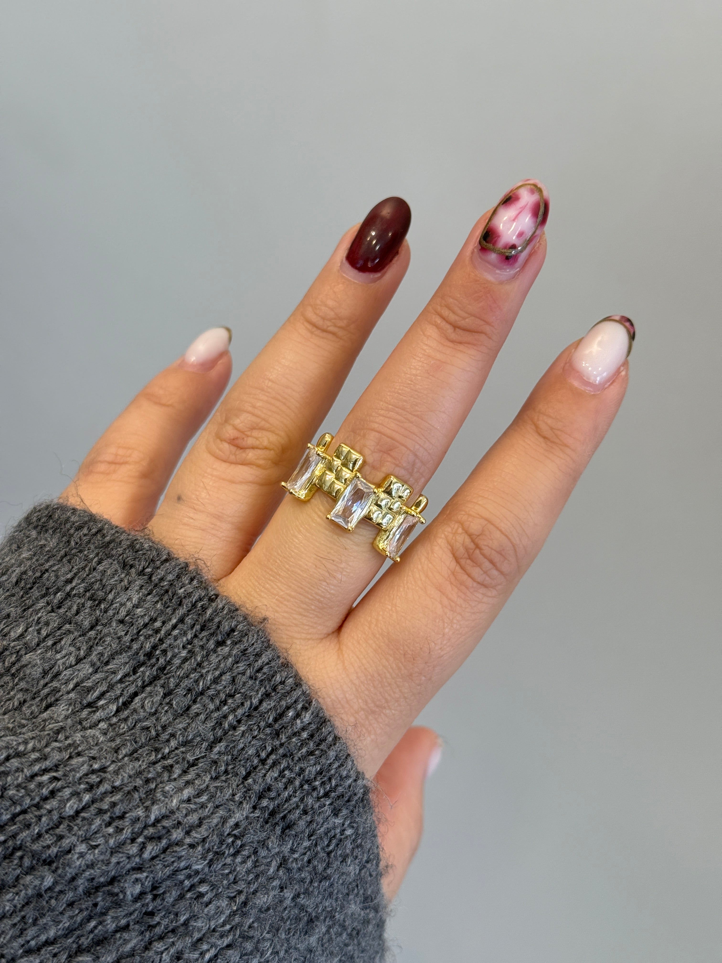 Gold Taşlı Ayarlanabilir Enrica Yüzük