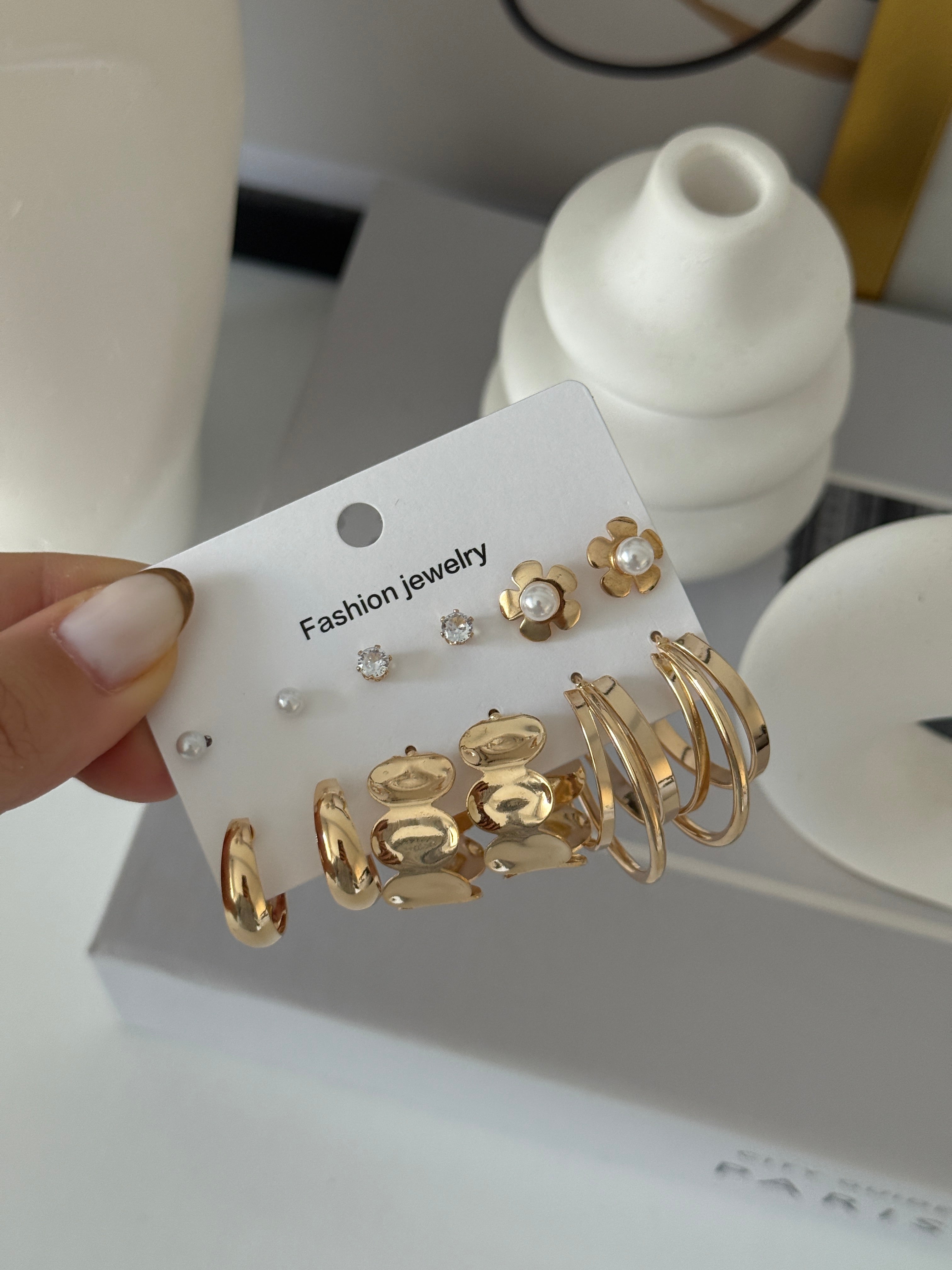 6lı Set Çiçek Küpe