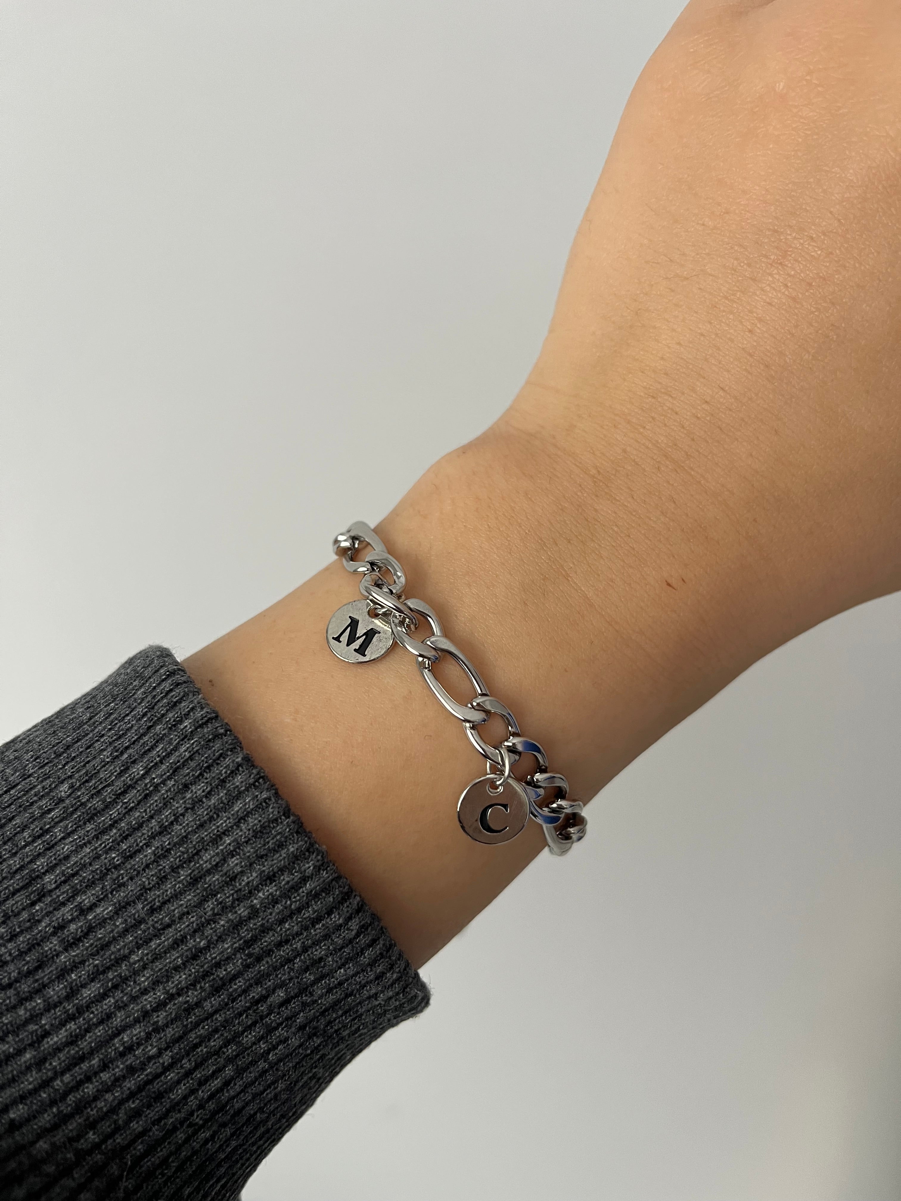 Kendin Tasarla Çelik Bakla Zincir Harf Bileklik (Bir sana Bir ona)