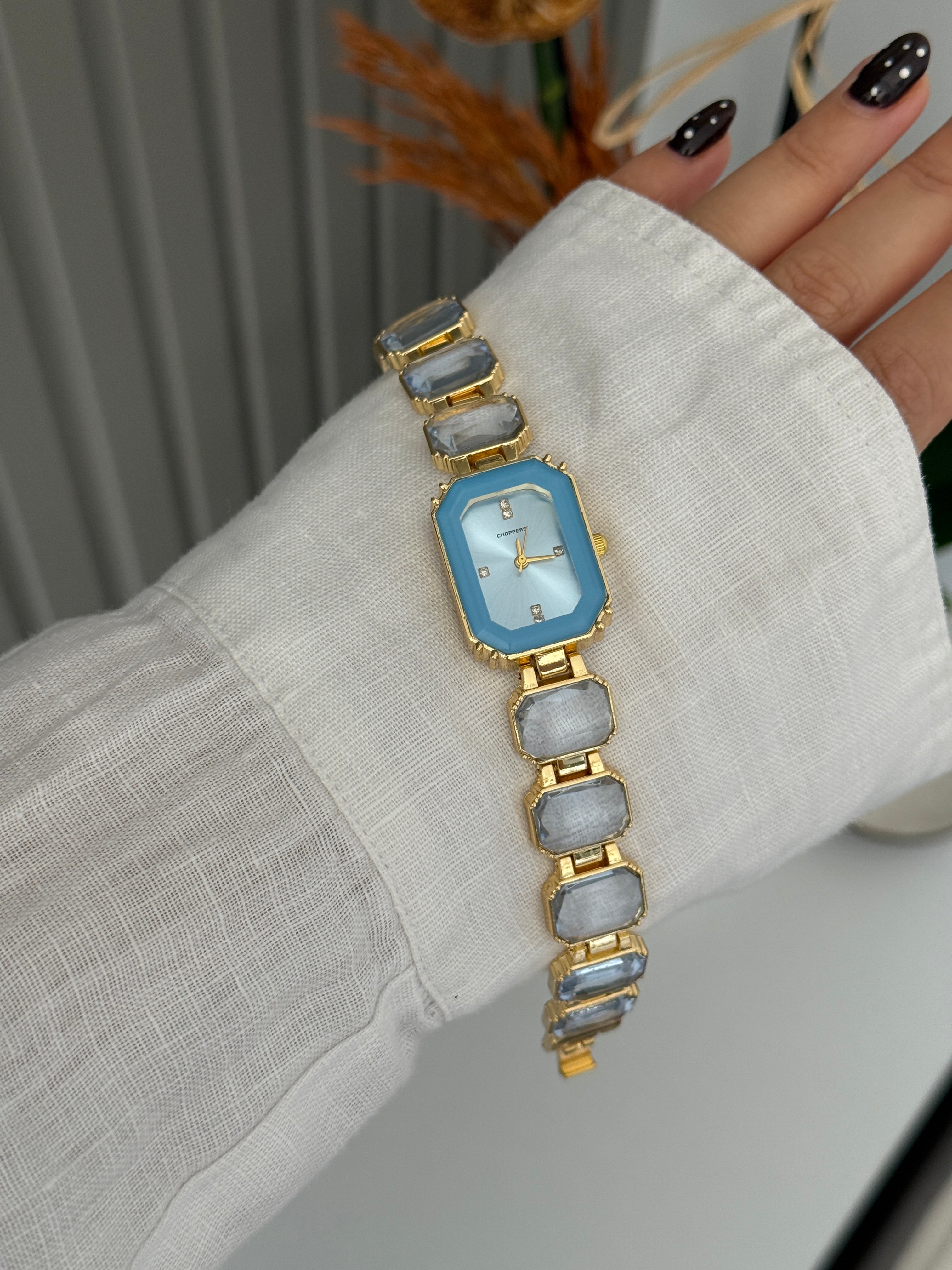 Swarovsk* Marka Model Mavi Taş Saat