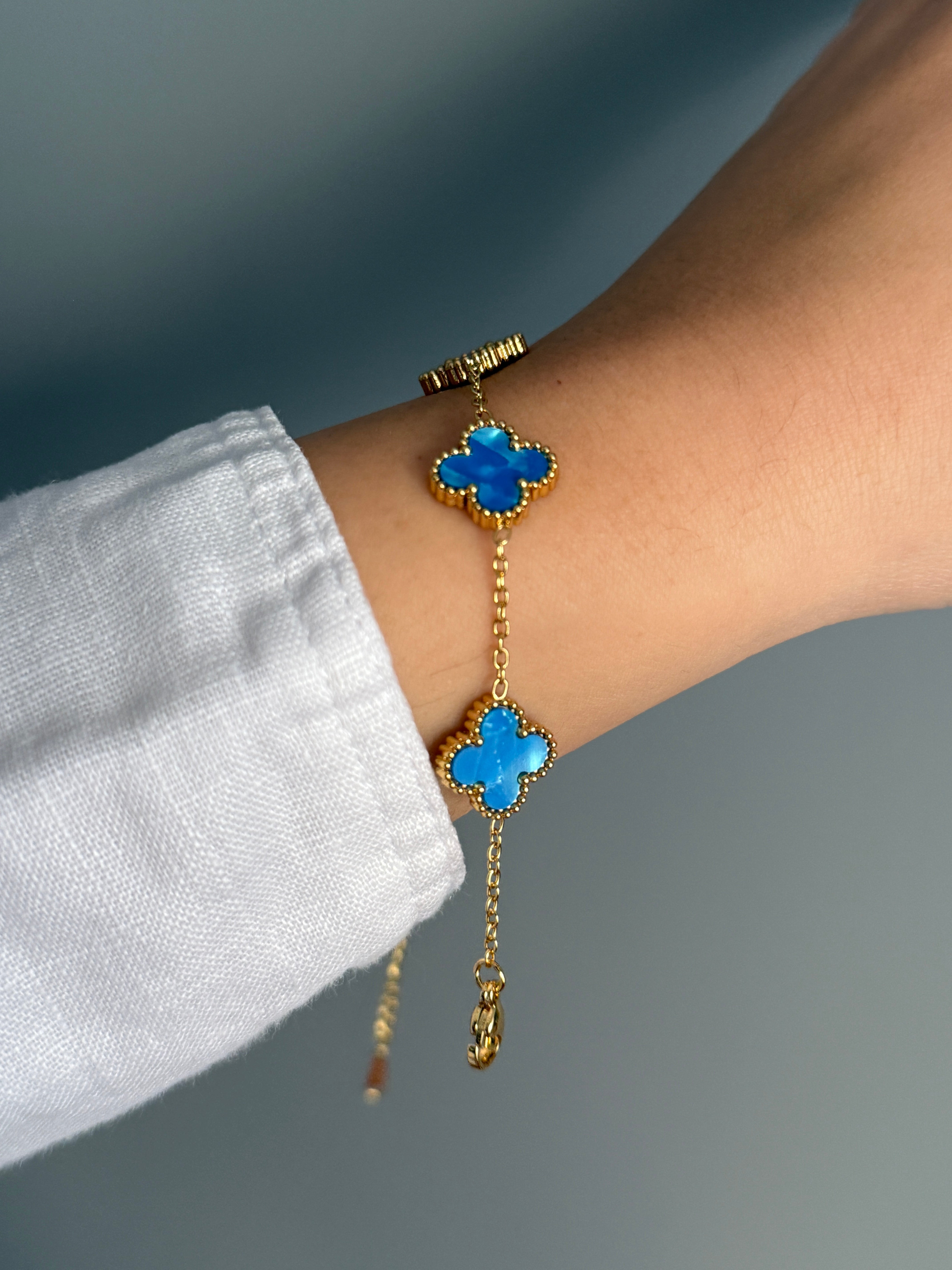 Çelik Mavi Van Cl**f Bileklik