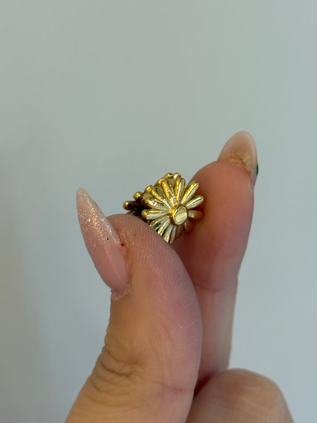 Çelik Gold Mavi Çiçek Charm