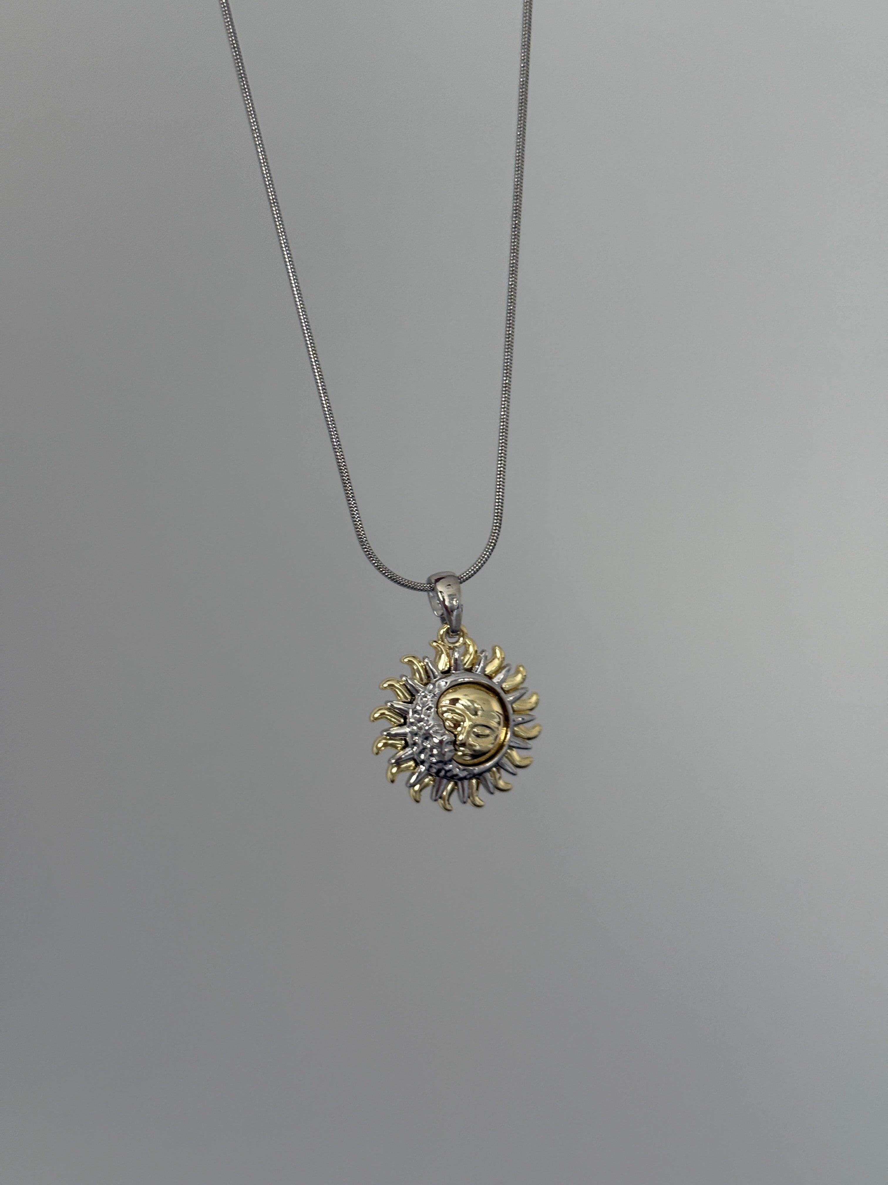 Çelik Çift Renk Güneş Ay Kolye