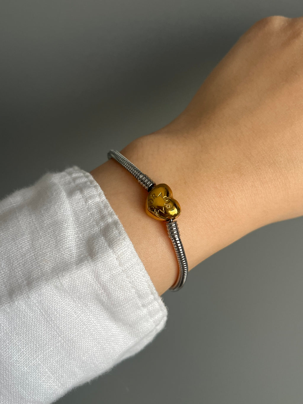 Çelik PNDR Marka Model Kalp Çift Renk Charm Bileklik