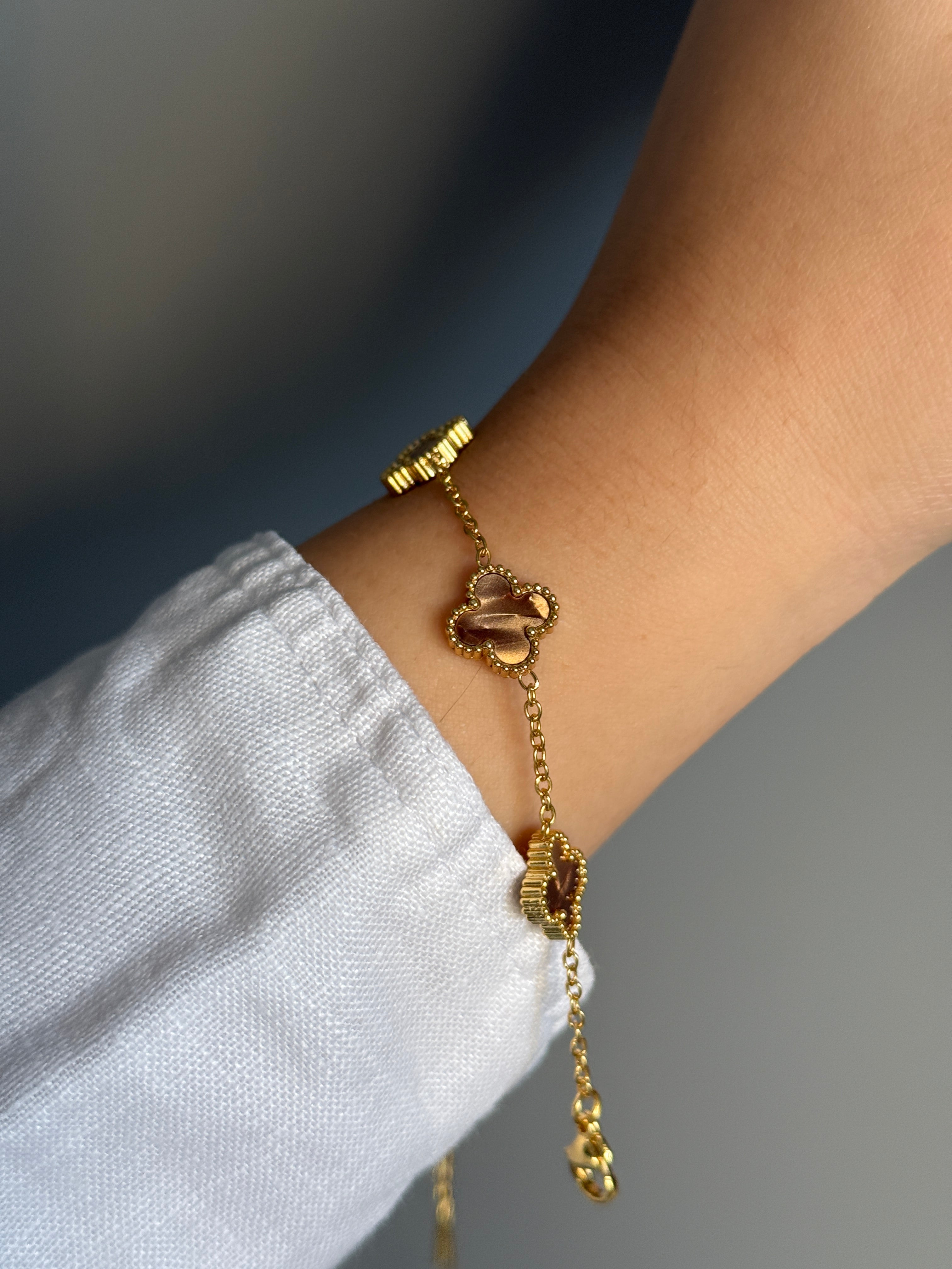 Çelik Kahverengi Van Cl**f Marka Model Bileklik