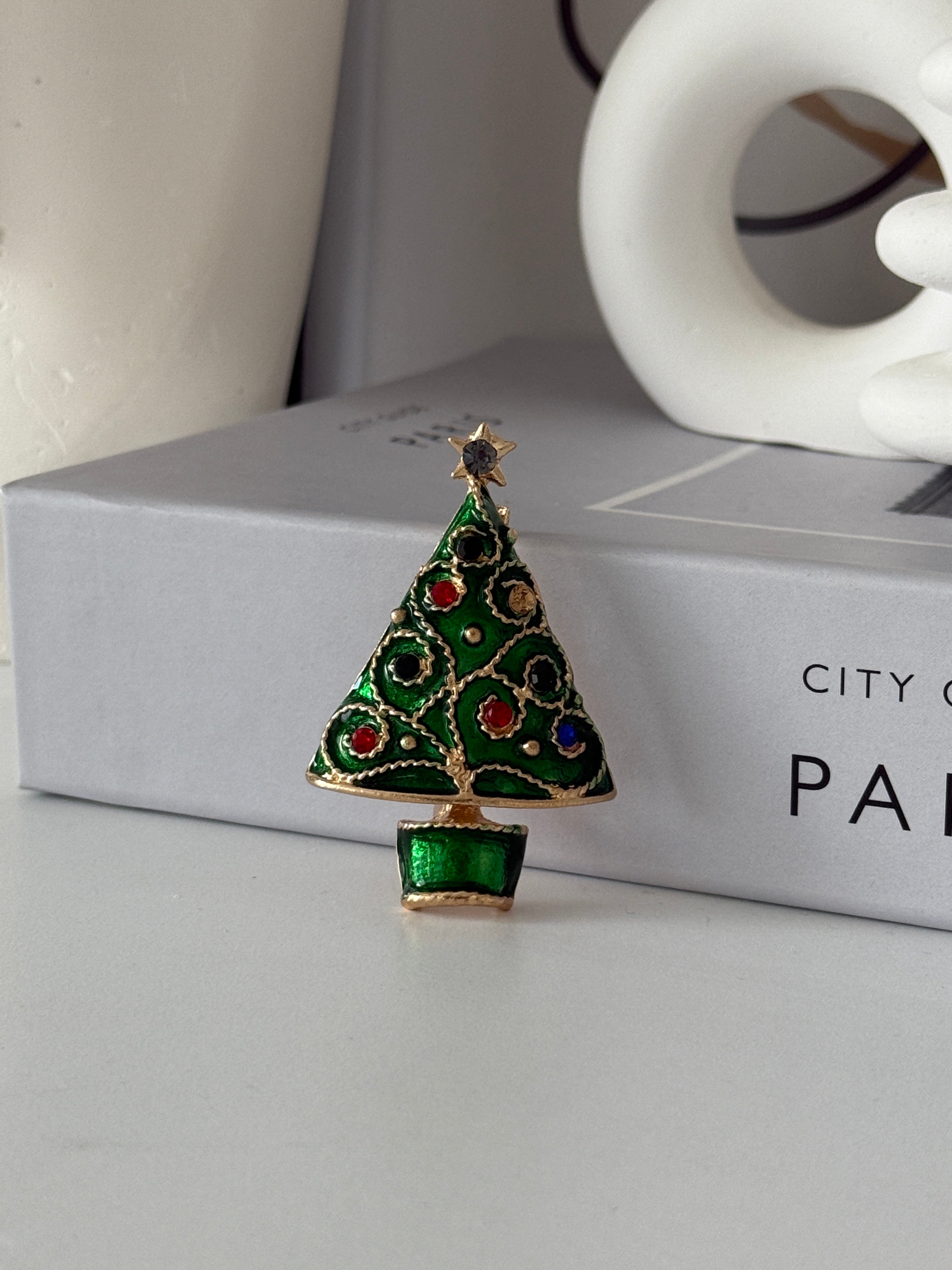 Yeşil Çam Ağacı Broş