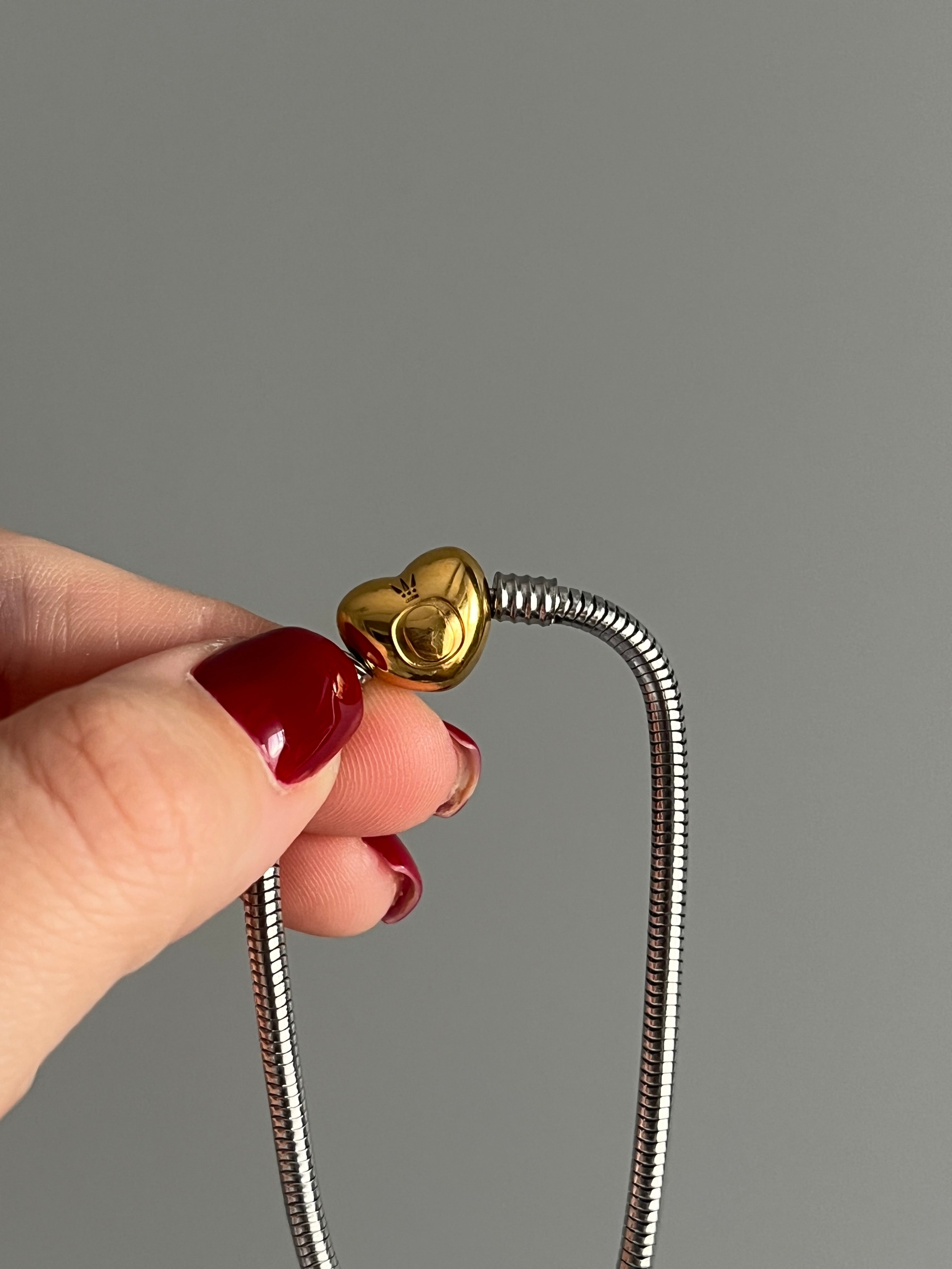 Çelik PNDR Marka Model Kalp Çift Renk Charm Bileklik